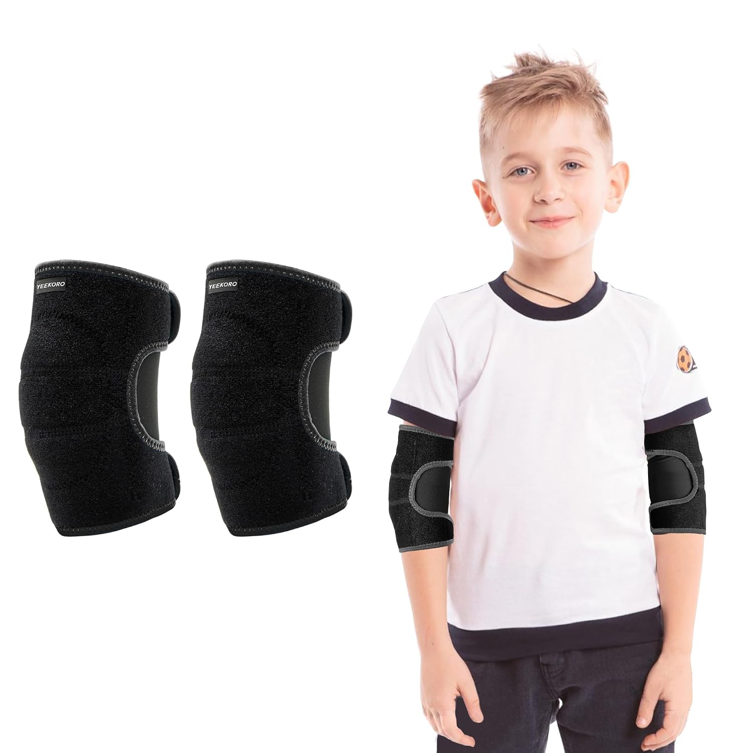 Kids Elbow Brace Arm Sleeve, Adjustable Sports Elbow Protector,S | Breathable Elbow Sleeve, Double Magic Stick,Compression Elbow Pads Elbow Support for Tennis Football Cycling Golf Basketball