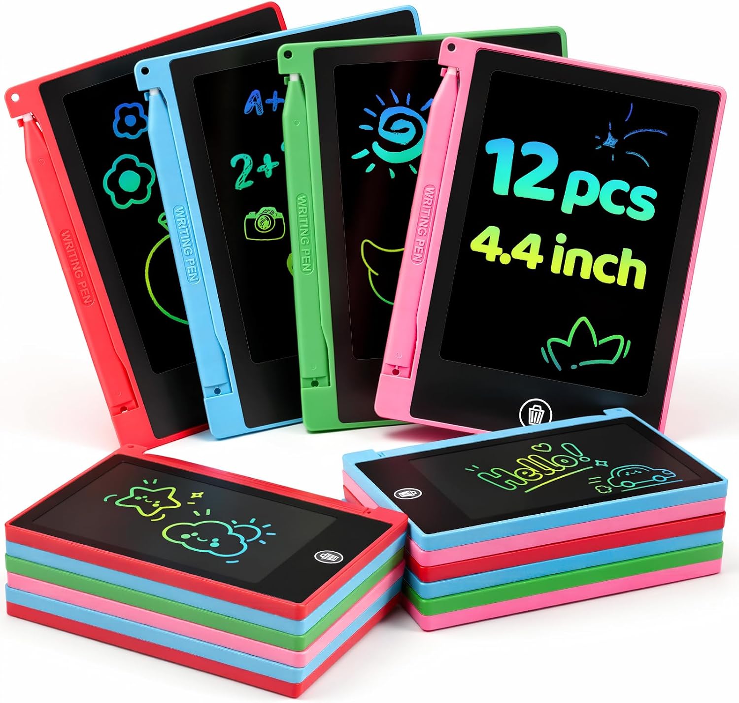 Mini 4.4 Inch LCD Writing Tablet for Kids, Bulk Doodle Board Drawing Tablet for Kids, Colorful Educational Learning Toys for Classroom, Birthday Gifts for Boys and Girls Aged 3-8 (12)