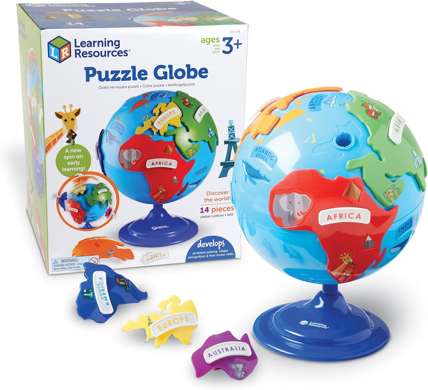 Learning Resources Puzzle Globe – Earth Montessori Toys, Preschool Classroom Must Haves, STEM World Puzzles, Educational Geography Games, Fine Motor Skills, Gifts for Boys and Girls