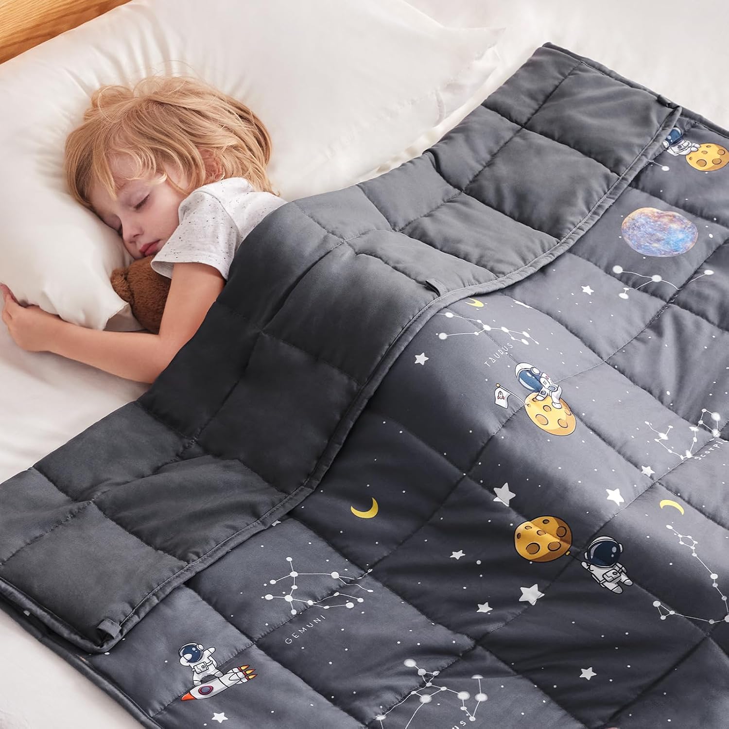 anfie Weighted Blanket Kids (36″x48″ 5lbs), Weighted Blanket Cooling Blanket for Resting,Throw Size Breathable Blanket with Premium Glass Bead(Space Grey)