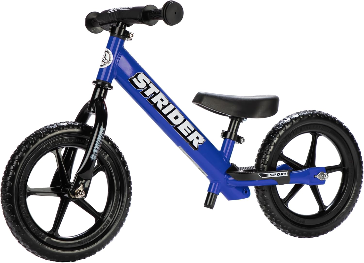 Strider 12 Sport, No Pedal Balance Bike for Kids Ages 1–4 Years, Blue | No-Pedal Balance Bike for Toddlers, Safety Pad, Adjustable Seat and Handlebars, Lightweight Frame, Never-Flat Tires