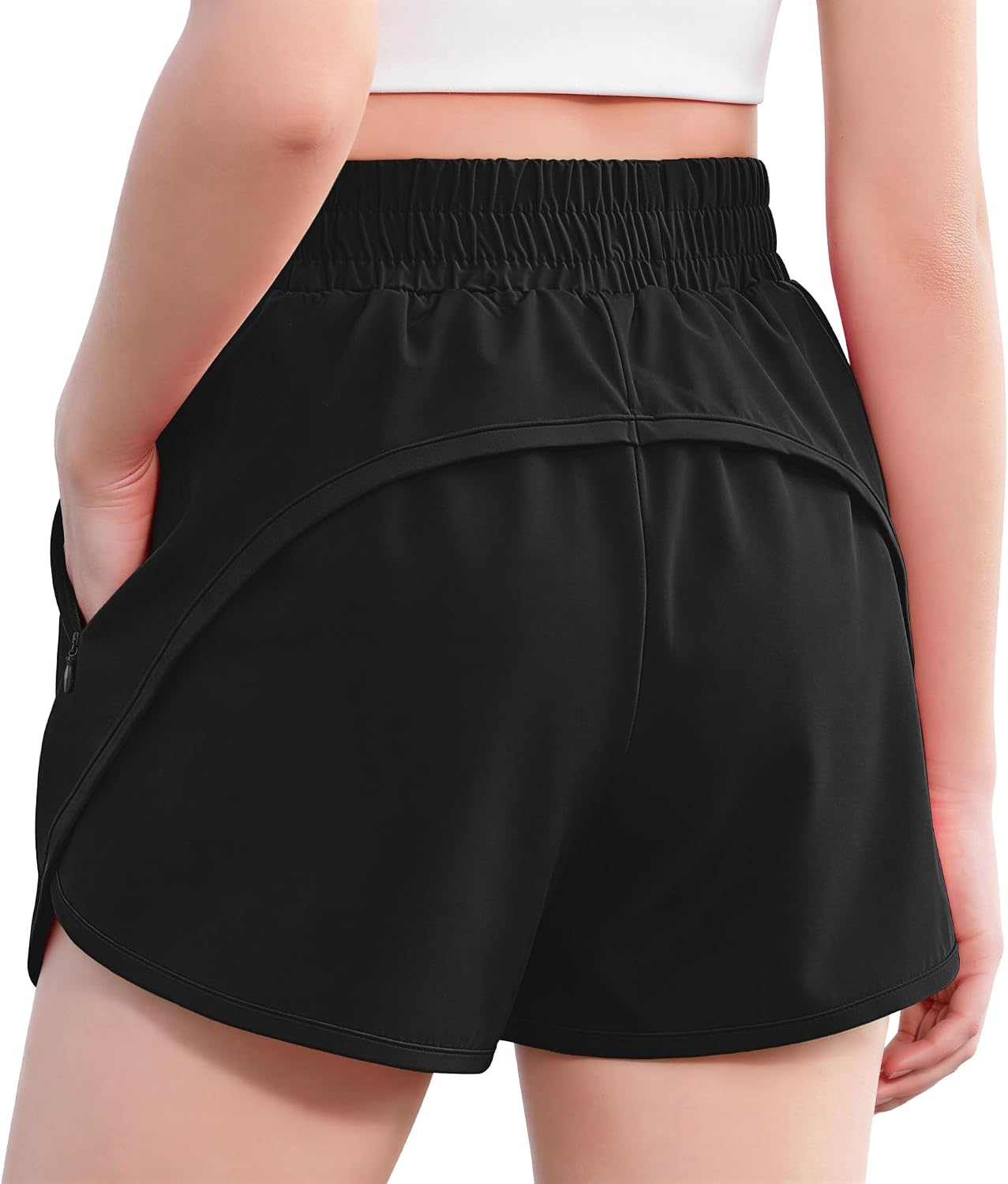 Zaclotre Girls Athletic Shorts with Zip Pockets Kids 2 in 1 Soccer Shorts | 2 Zipper Pockets, Elastic High Waist, Spandex Liner, Workout, Running, Basketball, Tennis, Volleyball