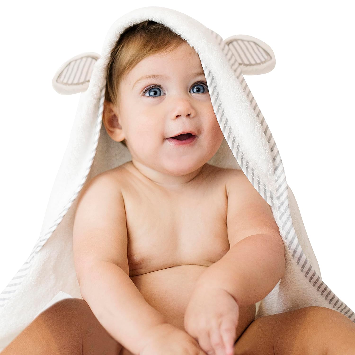 San Francisco Baby Towel Set for Newborn – Premium Hooded Baby Towels with Washcloth, Baby Bath Towels for Boys and Girls, Luxury White