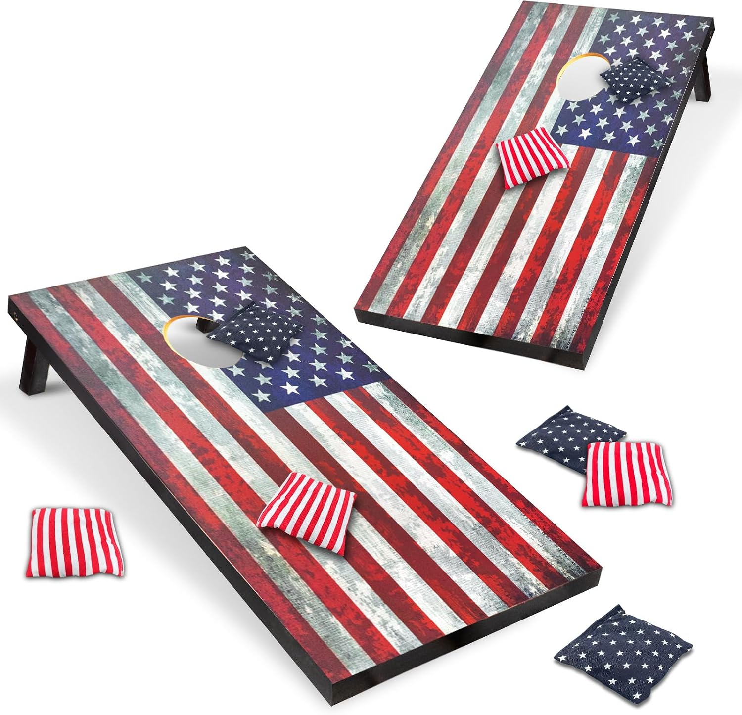 Cornhole Board Set 4×2 Regulation Size Cornhole Set with Carrying Bags & 8 Bean Bags Corn Hole Boards Bean Toss Game for Adults Family Outdoor Lawn Outside Backyard Games