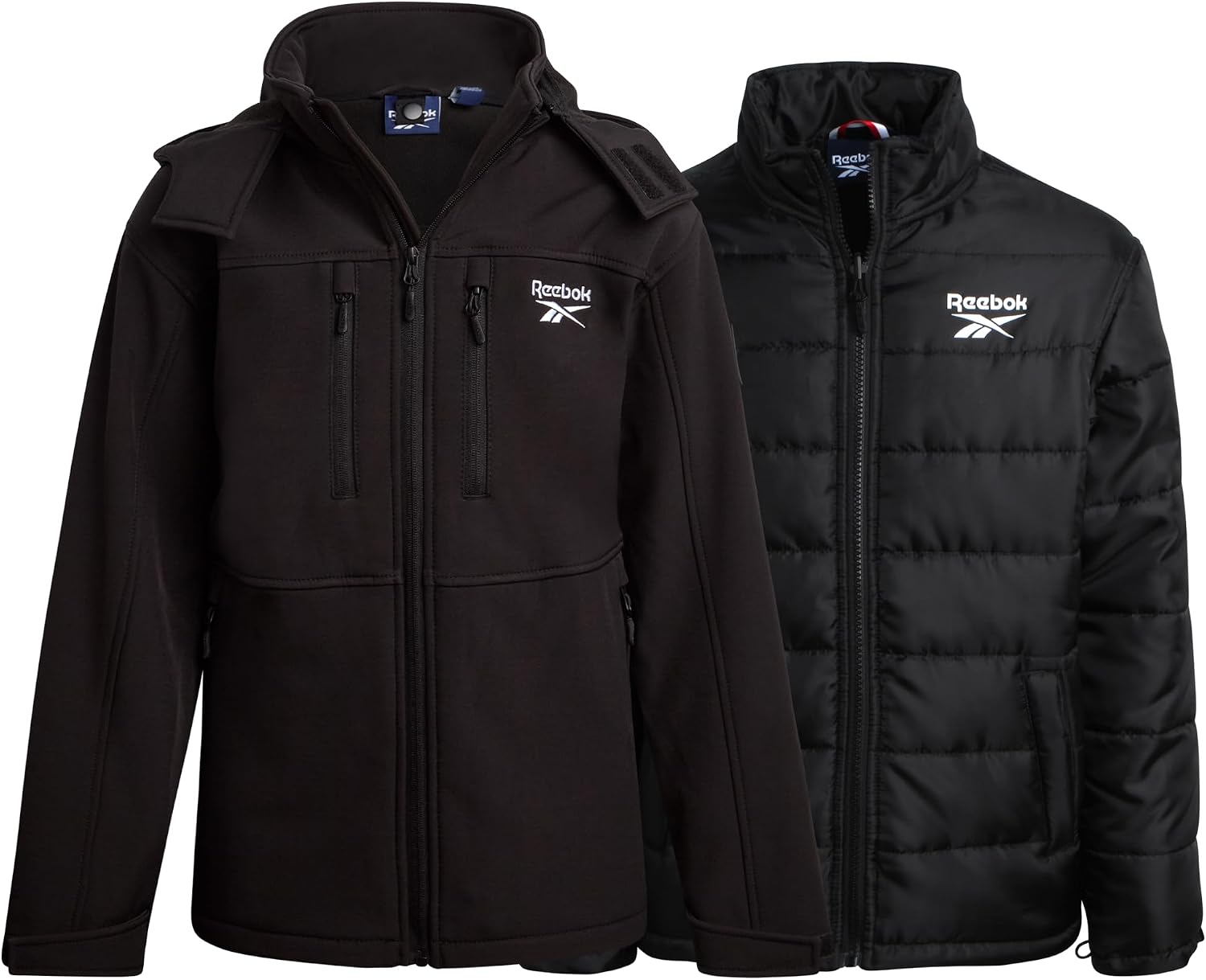Reebok Boys Winter Jacket -3 in 1 Systems Softshell with Puffer Ski Jacket | Removable Layers Mix and Match for Changing Weather, Insulated Interior, Deep Pockets and Tall Collar Block Wind and Rain