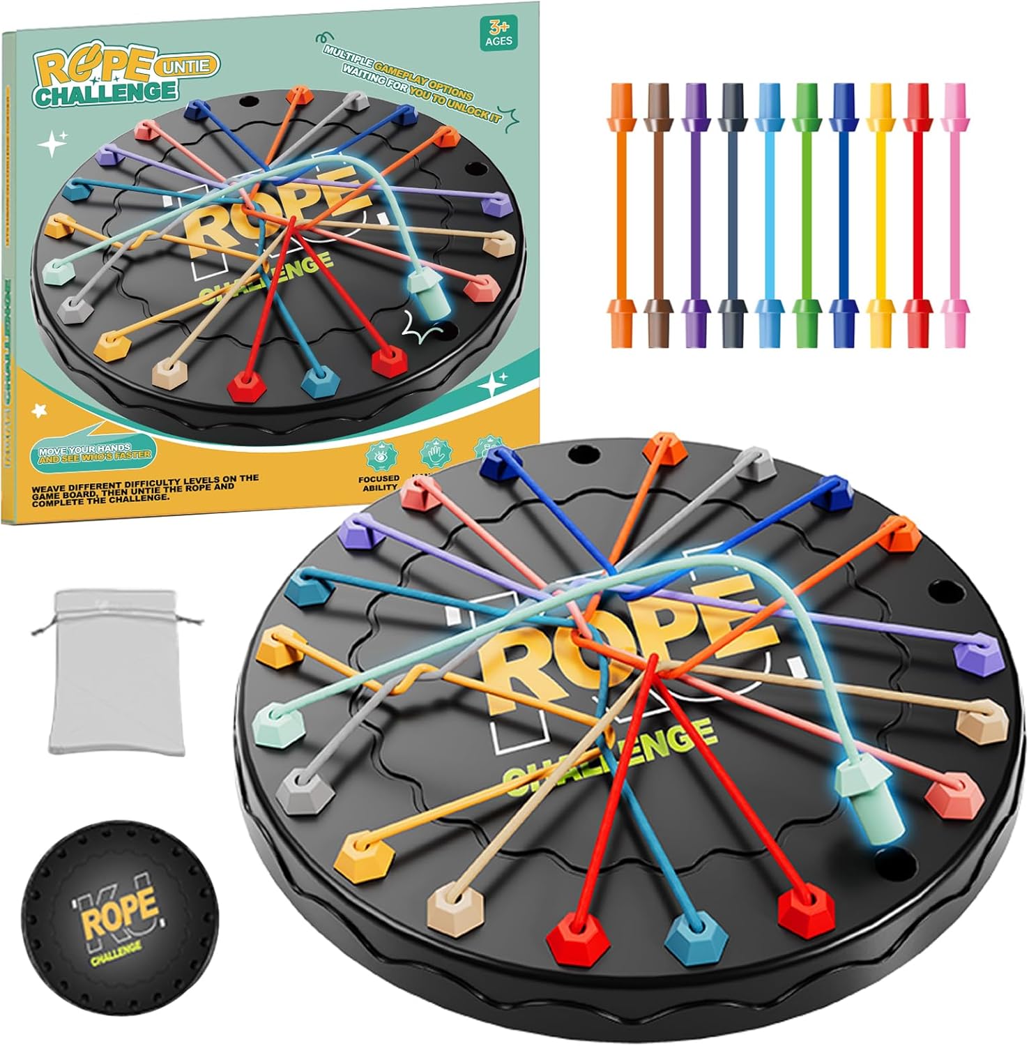 lartoys Rope Untangling Puzzle Game | Educational Strategy Board Game for Kids & Adults, Family Travel Party Games , Multi-Level Challenges, Gifts for All Ages