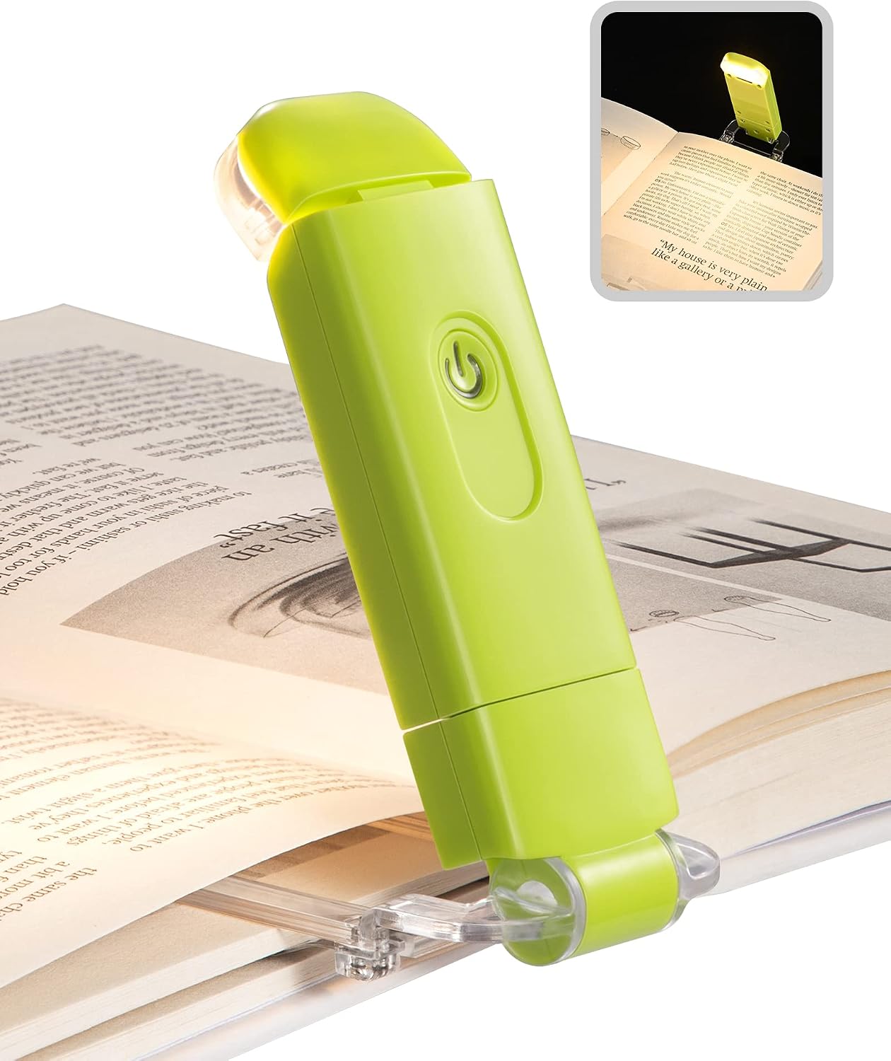 DEWENWILS USB Rechargeable Book Reading Light with Clip, LED Clip on Book Light for Reading at Night, Flexible Booklight for Kids, Warm White, Brightness Adjustable for Eye Protection (Green)