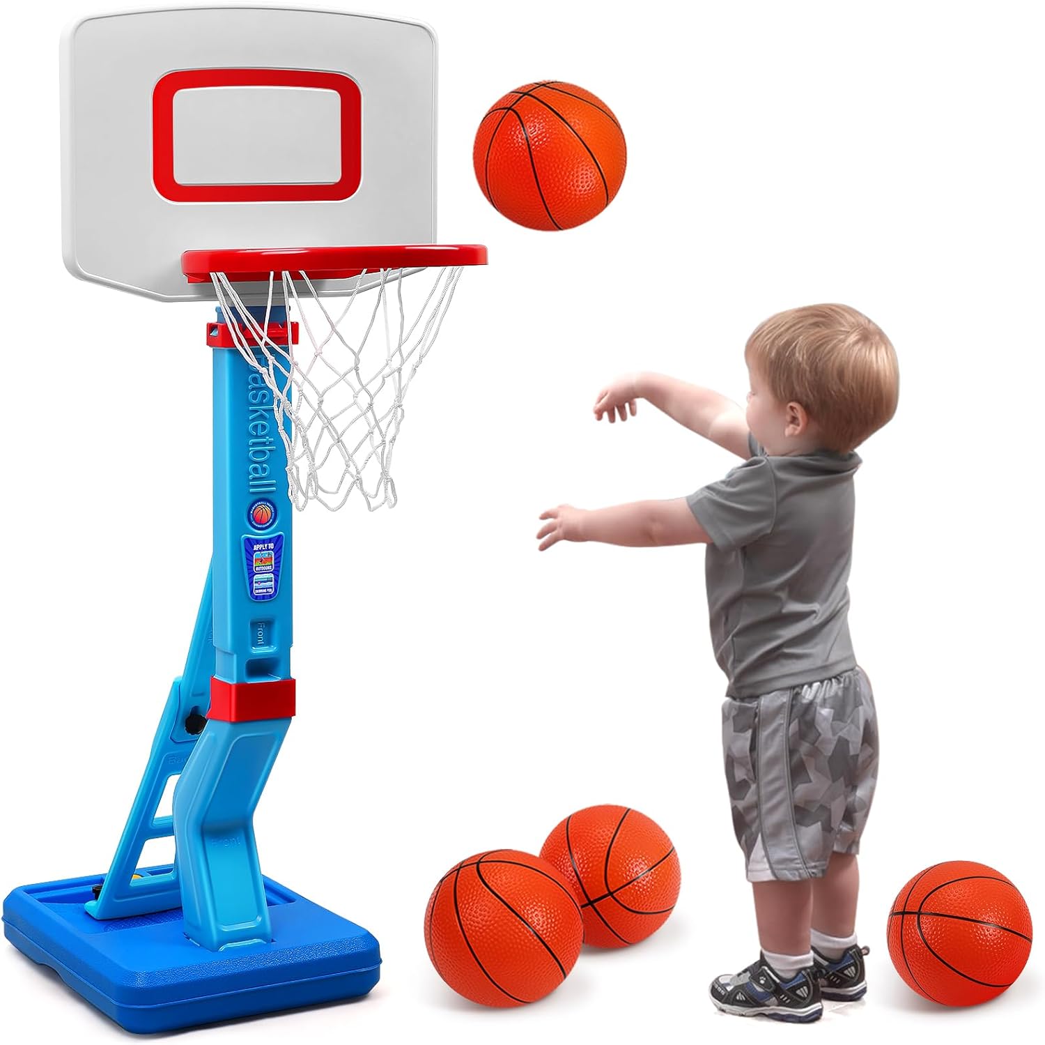 Toddler Basketball Hoop- Mini Kids Basketball Hoops Toy for Indoor Outdoor | Adjustable Height Play- Portable Basketball Goal for Poolside- Game Sport Toys, for Baby Boys & Girls Age 3 4 5 6