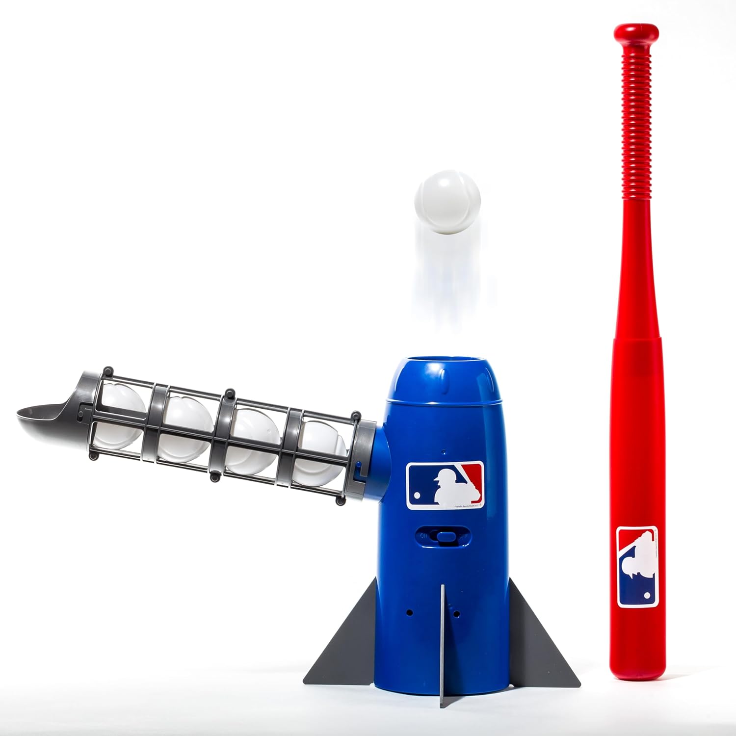 Franklin Sports Pop Rocket Baseball Hitting Training Aid | Automatic Pitches Every 7 Seconds, Includes 5 Baseballs + Bat, Builds Hand-Eye Coordination, For First-Time Players