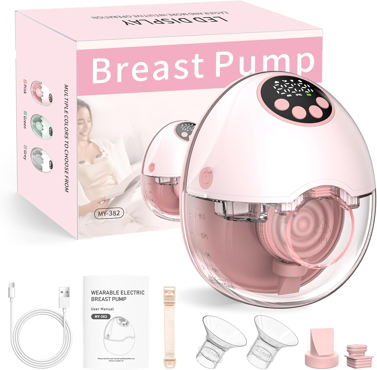 ARICHOMY Hands Free Breast Pump – Wearable Breast Pumps with 4 Modes 12 Levels, Portable Breast Pumping for Work Travel Night with Leak-Proof DoubleFit Flange, Ideal for Breast Pump