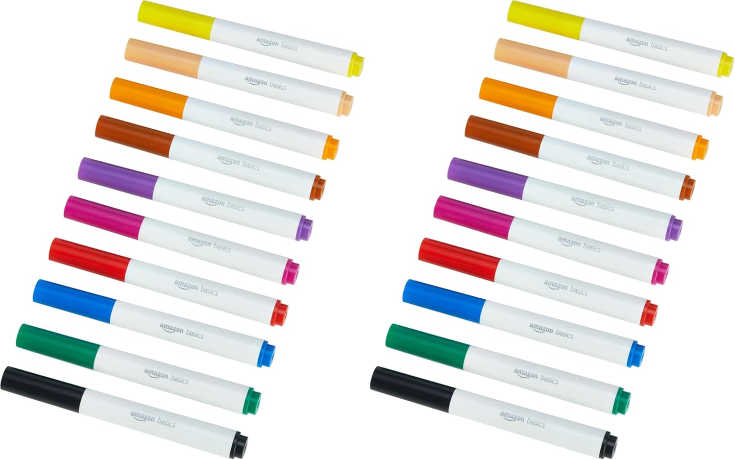 Amazon Basics Colored Washable Markers for Coloring and Drawing, Broad Line, Multicolored, 20-Pack