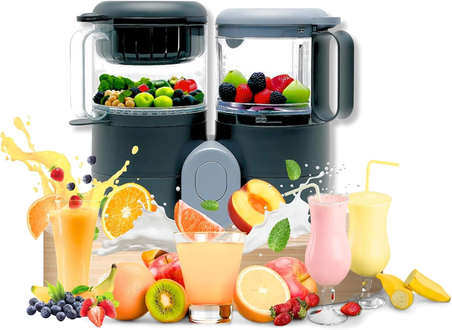 Baby Food Maker Steamer and Blender, 4 in 1 Multifunction Baby Food Processor and Steamer with Blender, Defrosting & Reheating, Use as Puree Maker and Grinder Machine for Feeding Set Essentials, 68 oz