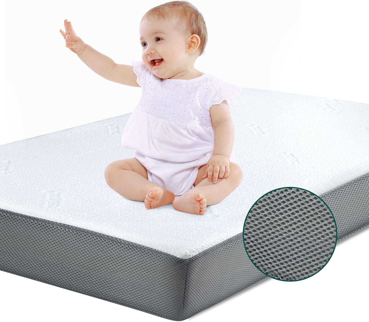 Babelio Breathable Crib Mattress, Tencel Removable Cover, Memory Foam | Toddler Mattress with Waterproof Inner Liner, CertiPUR-US Certified, Fits Standard Baby Crib & Toddler Bed 52″ x 27.5″
