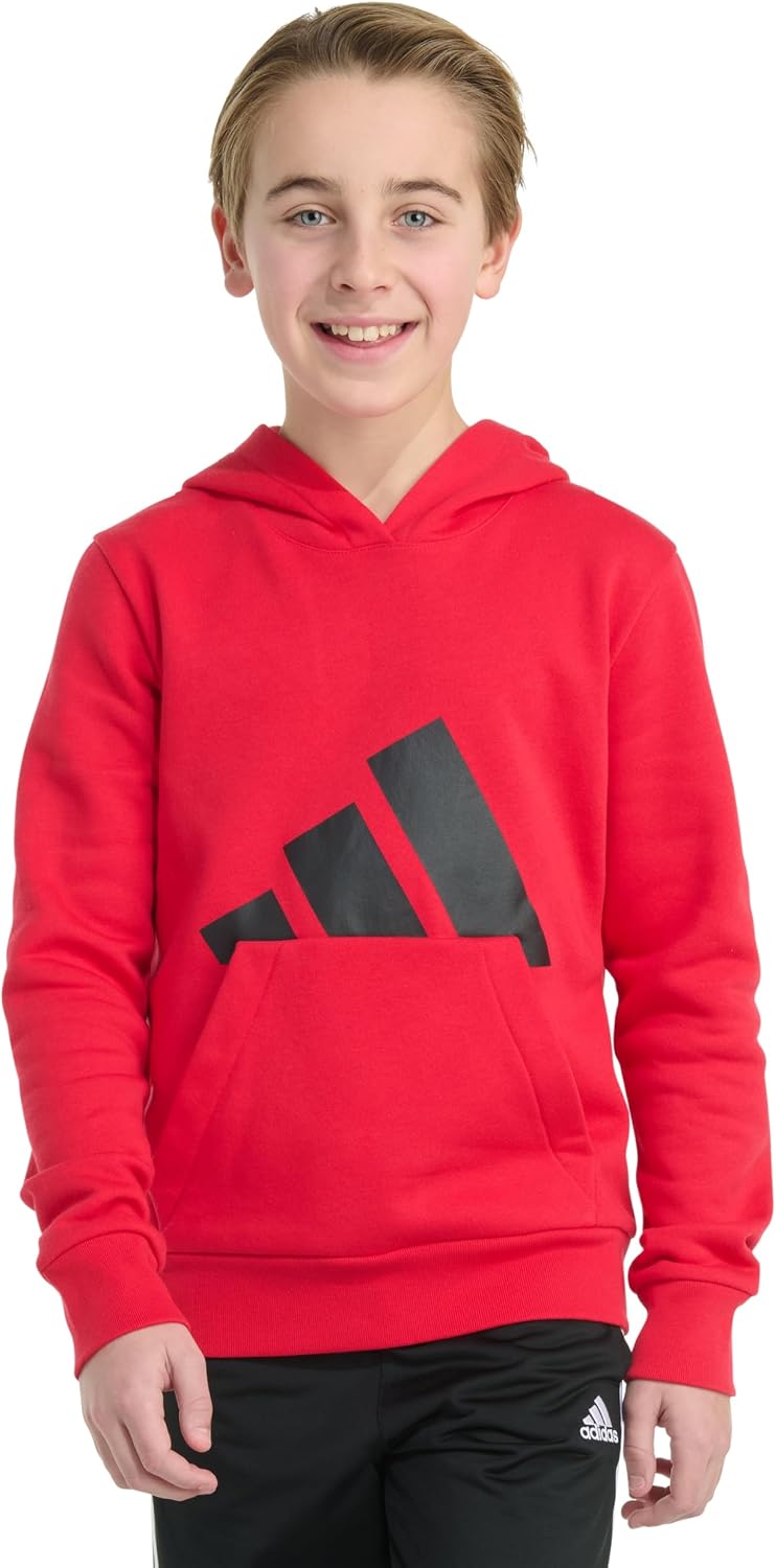 adidas Boys Long Sleeve Essential Big Logo Fleece Pullover Hoodie