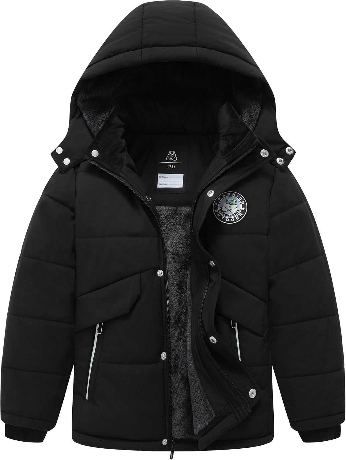 Boy’s Waterproof Winter Jacket Warm Puffer Coat Fleece-Lined Parka | Insulated Outerwear Detachable Hood Down Jackets