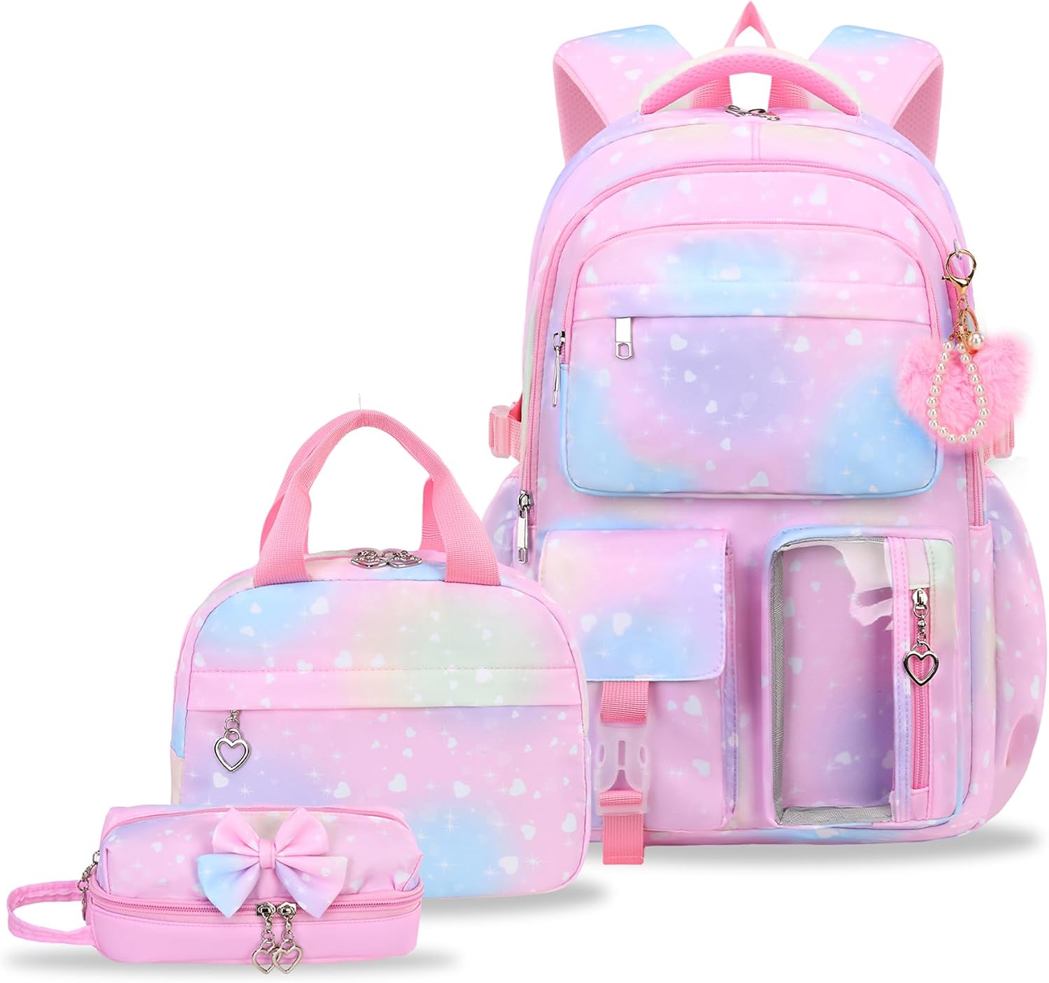 Girls Floral Backpack Set for Elementary/Middle/High School,17in | daisy backpack,with lunch box,with pencil case,print backpack,girls bookbag,17in schoolbag,laptop bag,lightweight