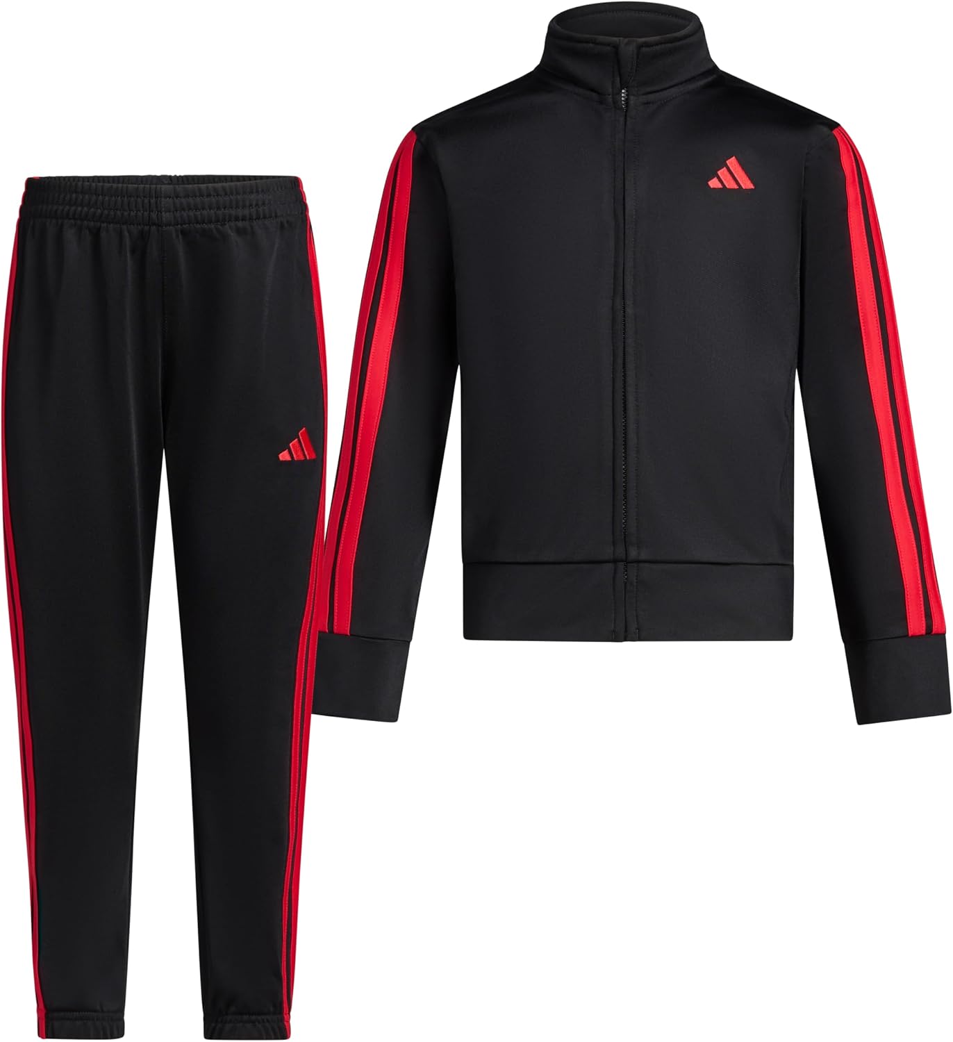 adidas Boys’ 2-Piece Full-Zip Jacket and Jogger Set – Side Pockets and Ribbed Trim, Elastic Waistband, Regular Fit