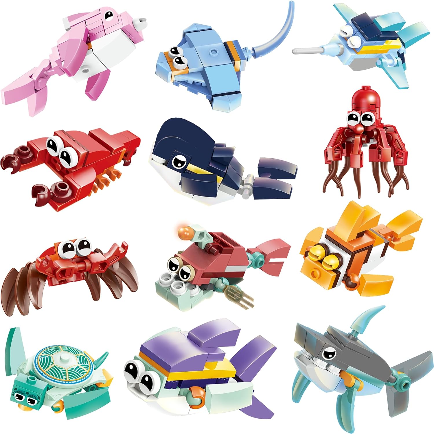 BRICHBROW 12 Pack Mini Animal Building Blocks for Kids Ages 6-12 | Educational STEM Party Favors, Mini Construction Toys for Birthday Goodie Bags Classroom Prizes
