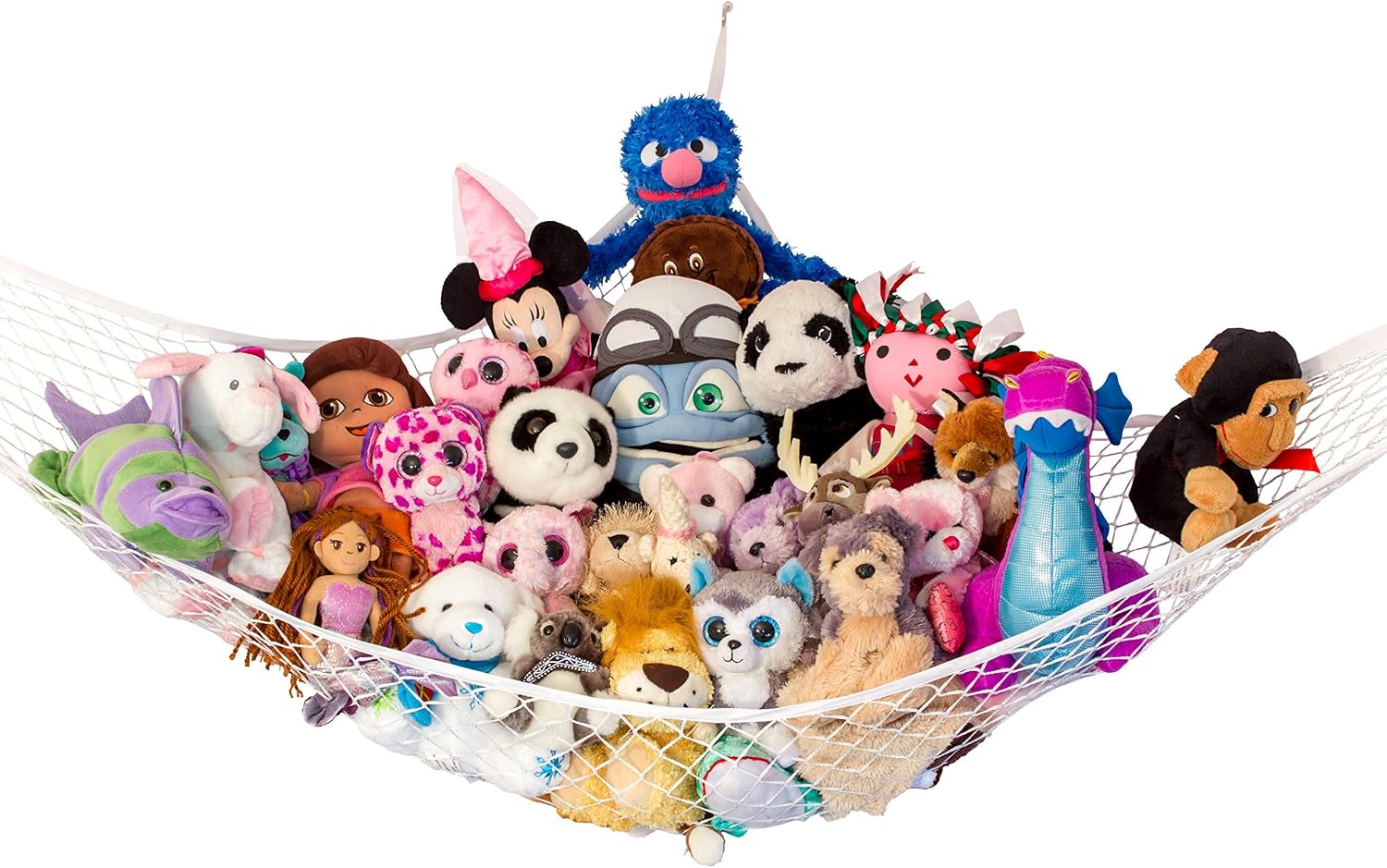 Stuffed Animal Hammock XL | Corner Stuffed Animal Storage & Plushie Net | Extra Large Toy Hammock for Stuffed Animals | Easy Hang, Hardware Included | White Bedroom Decor | by Lilly’s Love
