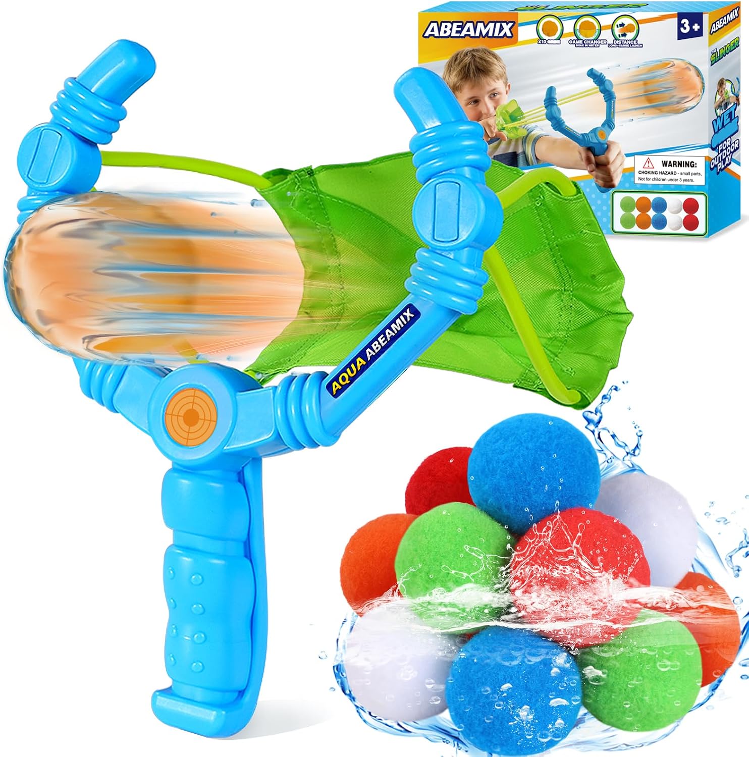 Reusable Water Balloons Set for Kids, Slingshot Balls Toys for Outdoor | With 10 Soft Water Balls, For Indoor Pool Backyard Beach, Summer Water Fight Play,Toy Games for Boys Girls Adult