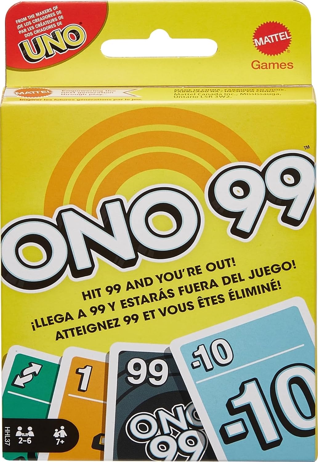 Mattel Games ONO 99 Card Game from the Makers of UNO for Kids, Adults & Families, Add Numbers & Don’t Go Over 99