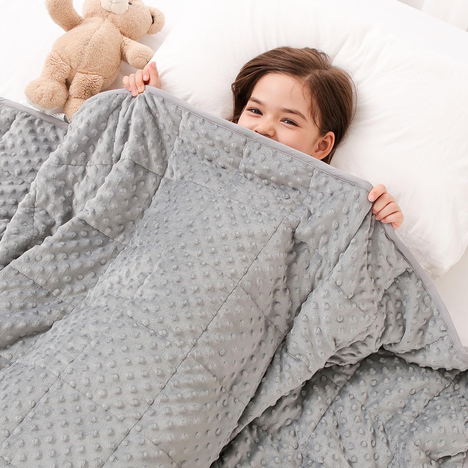 3lbs Weighted Blanket, Cooling Soft Minky Dot Heavy Blankets, 36″x48″ | Gentle Hug-Like Comfort, Reversible Cooling & Cozy for All Seasons, 7-Layer for Even Weight Distribution, Machine Washable