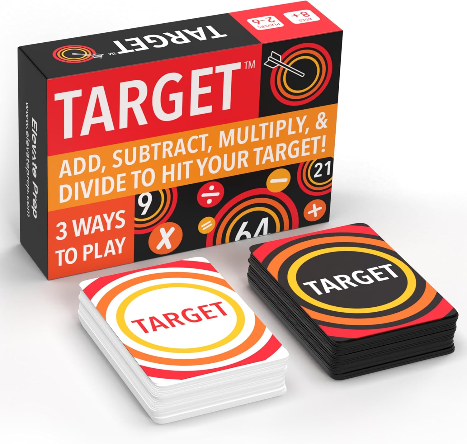 Elevate Prep Target Math Game | A Teacher-Recommended, Fast-Paced Mental Math Game for Practicing Addition, Subtraction, Multiplication, & Division | Ages 8+