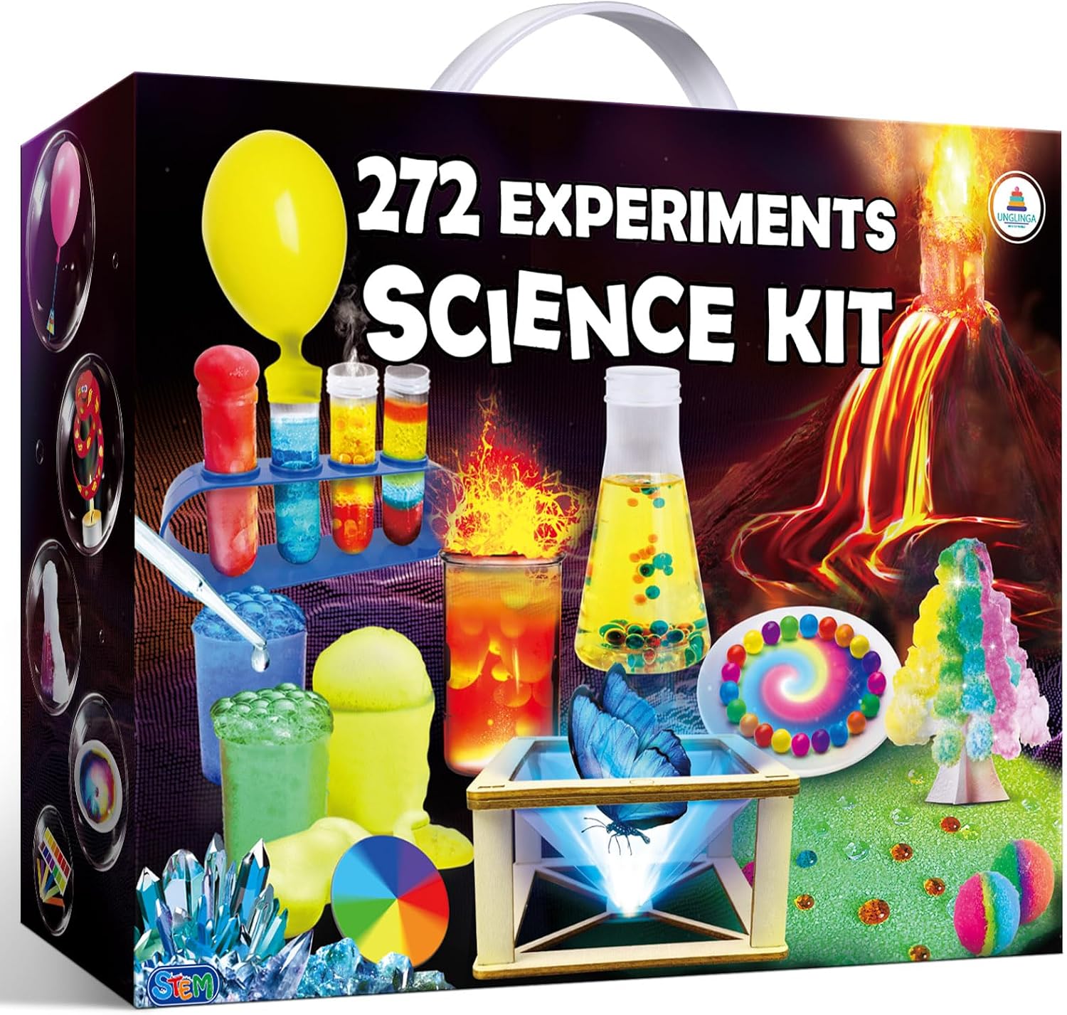 UNGLINGA 272 Experiments Science Kit for Kids, Chemistry Set | S.T.E.M Toys Boys Girls Birthday Gifts, Volcano, Crystal, Magic, Physics Lab Educational Learning Project