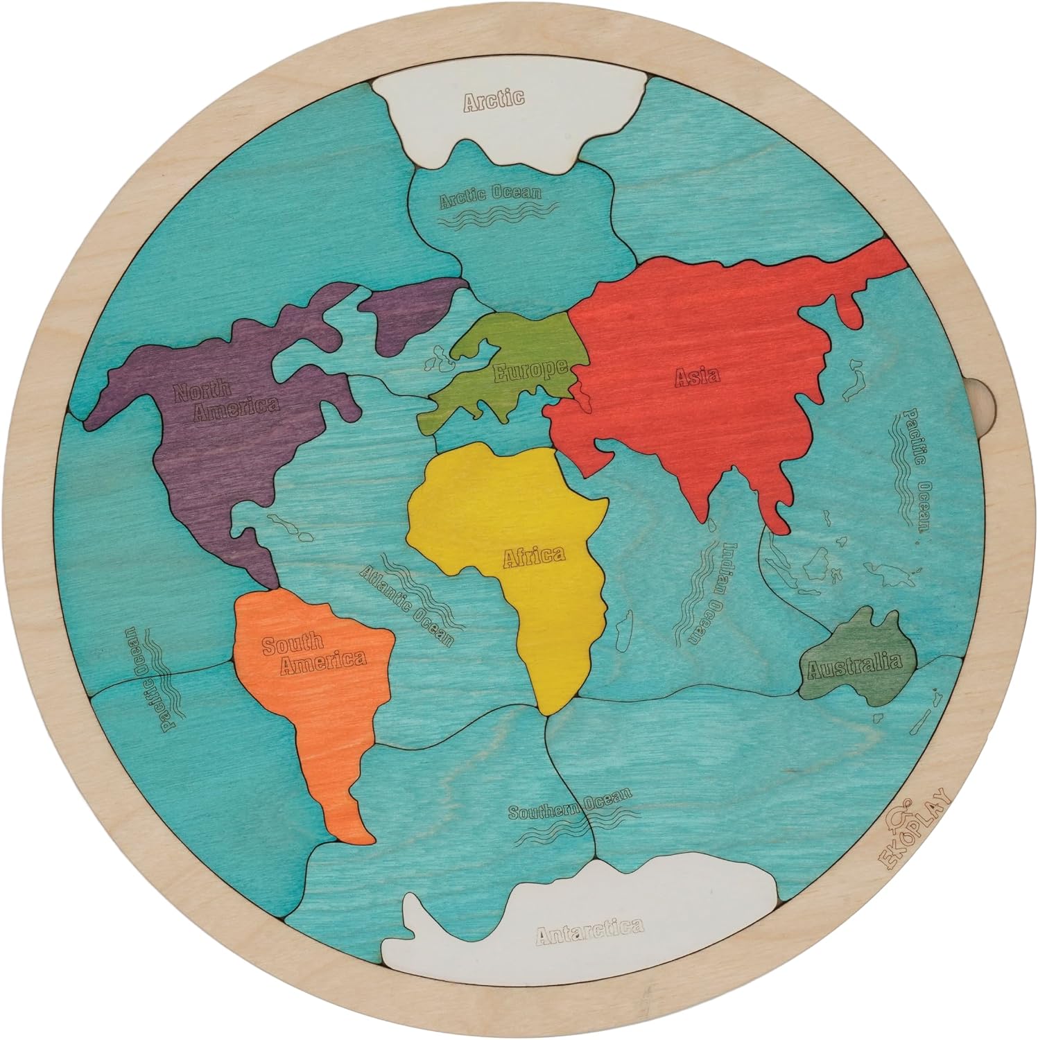 7 Continents & 5 Oceans of the Earth Wooden Jigsaw Puzzle for Kids | 21 Puzzle Pieces | Learning & Educational Toy Gift for Boys & Girls Ages 4 Years and Above