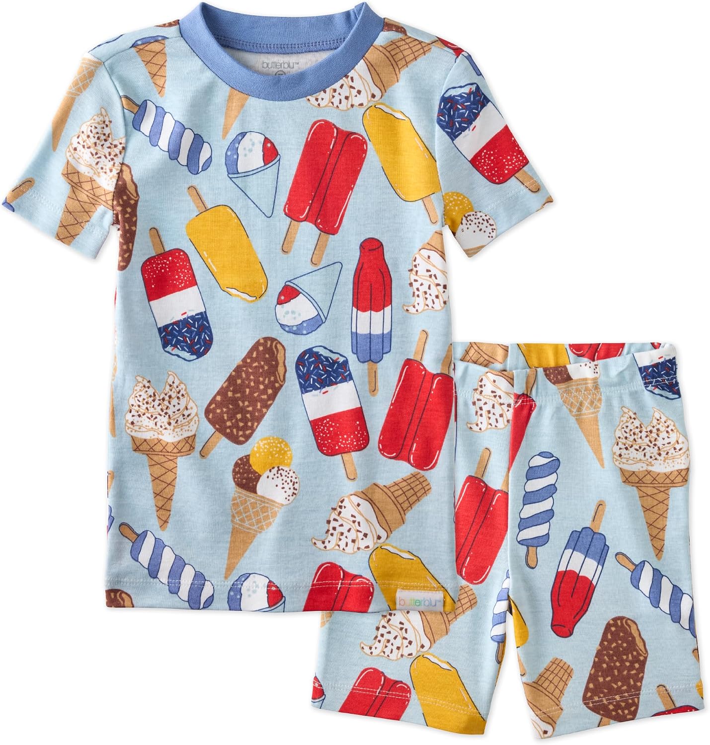 Butterblu Shade Snug-fit 2-Piece Short Sleeve PJs 100% Organic Cotton | GOTS Certified Organic Cotton Pajama Top Bottom Shorts Set for Baby, Toddler Girls, Boys, Unisex, Machine Washable
