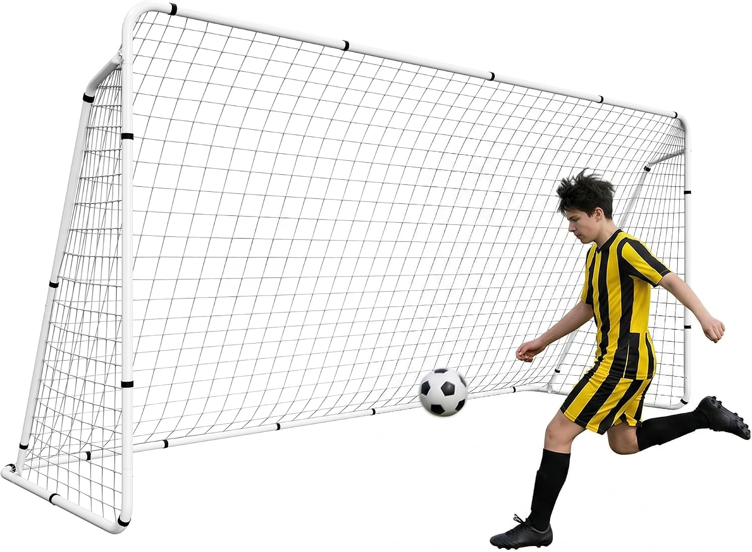 ZENY Soccer Goal for Backyard, Training and Competition | 24×8, 18×7, 12×6 ft Soccer Net, Steel Frame, Team Sport, Soccer Training Equipment