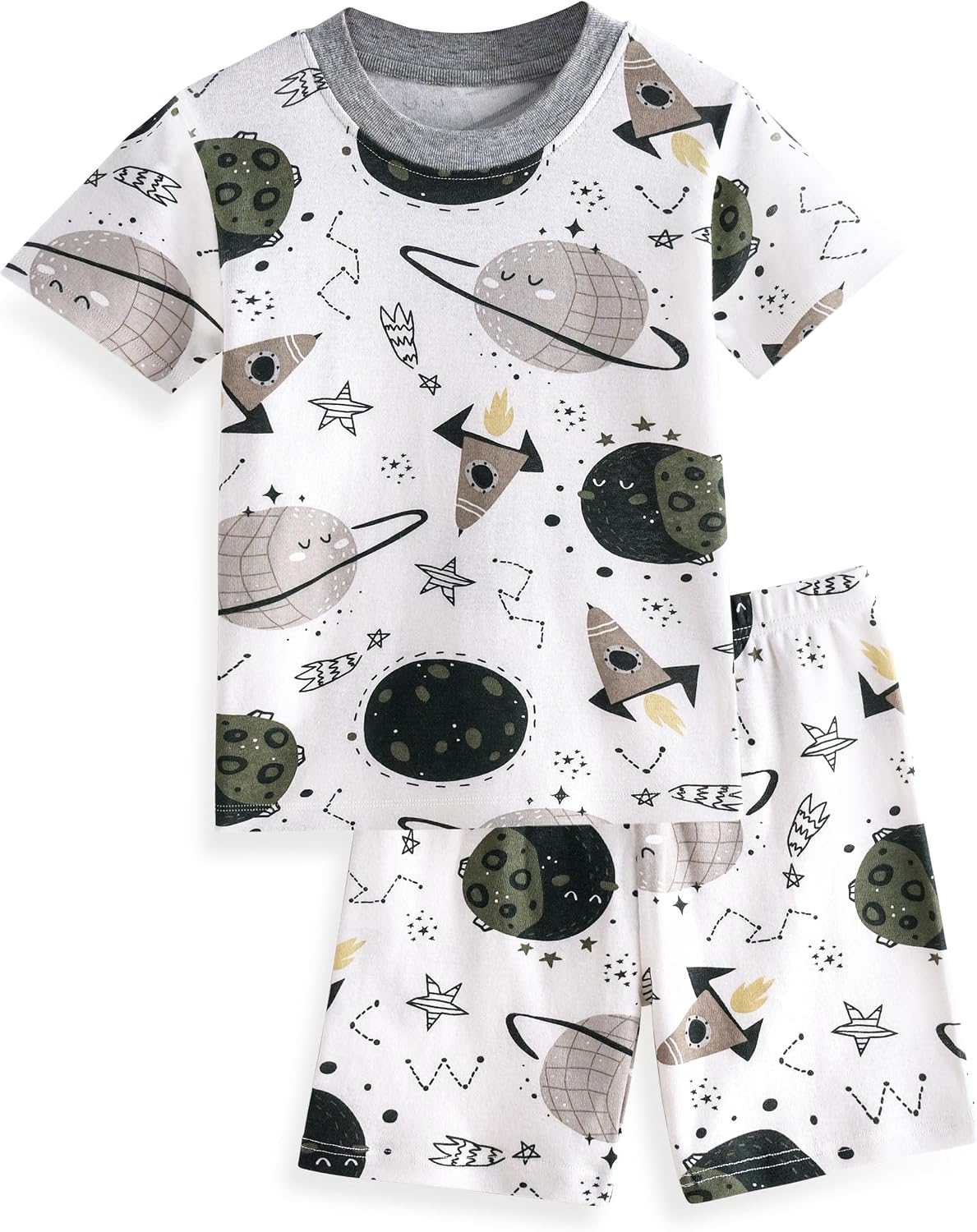 Yoofoss Toddler Pajamas Organic Cotton Baby Girl Boy Pajamas Summer Short Sleeve Kids Clothes Snug Fit Pjs Set 2 Piece