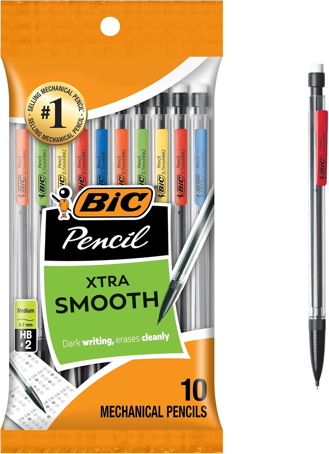 BIC Mechanical Pencils 0.7mm & 0.5mm, #2 EXTRA SMOOTH with Various Color Barrels – Two Assorted Sizes, 80 Pack – Unit | With Erasers, Bulk Use for School or Office Supplies, Clean Erasing, Strong Lead, Ideal for Standardized Tests