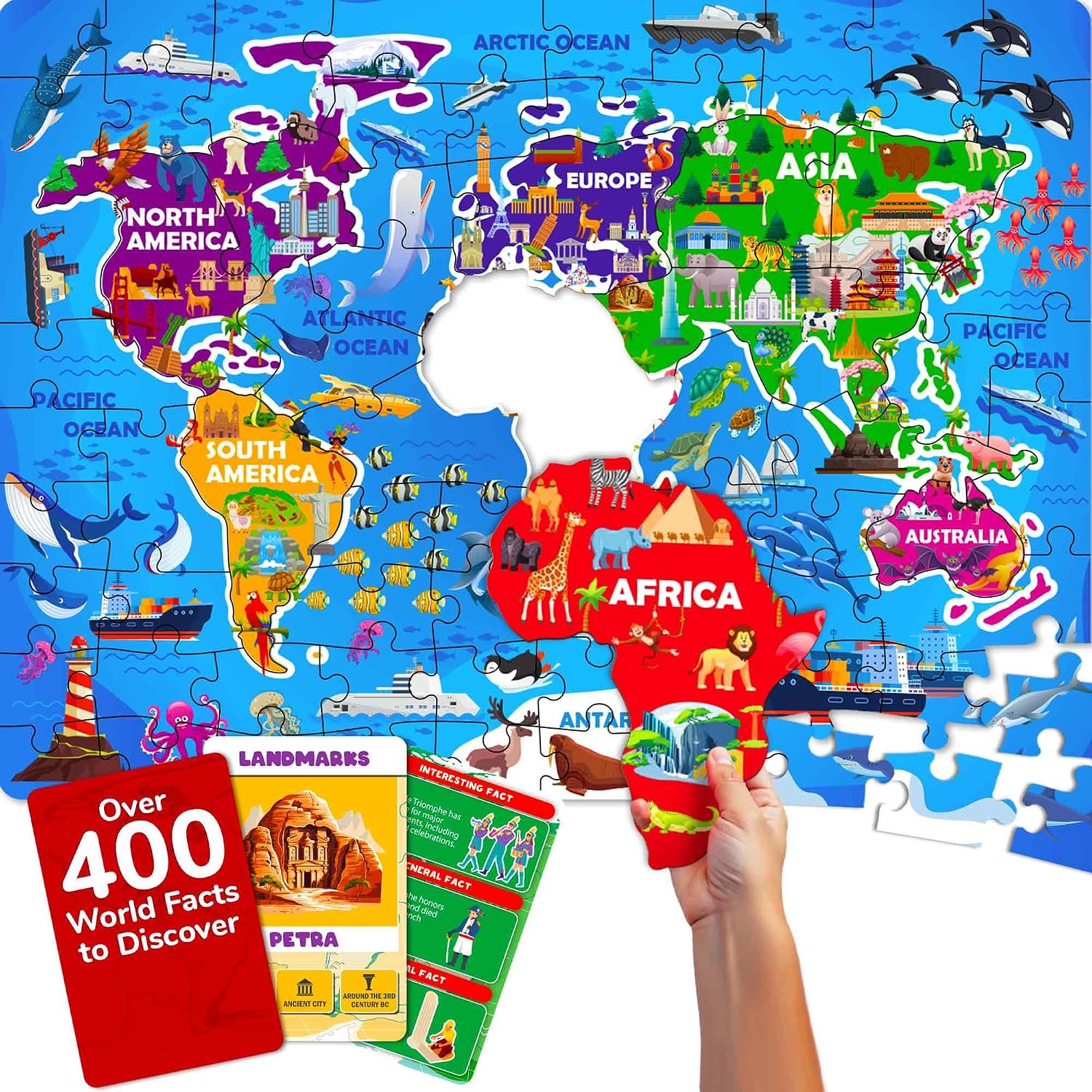 QUOKKA Board Game for Kids 8-12 – Learning, Educational Card Games for Ages 6-8 – Indoor, Outdoor Activity for Teens, Adults, Family – Geography, World 100 Question Cards with Top Facts