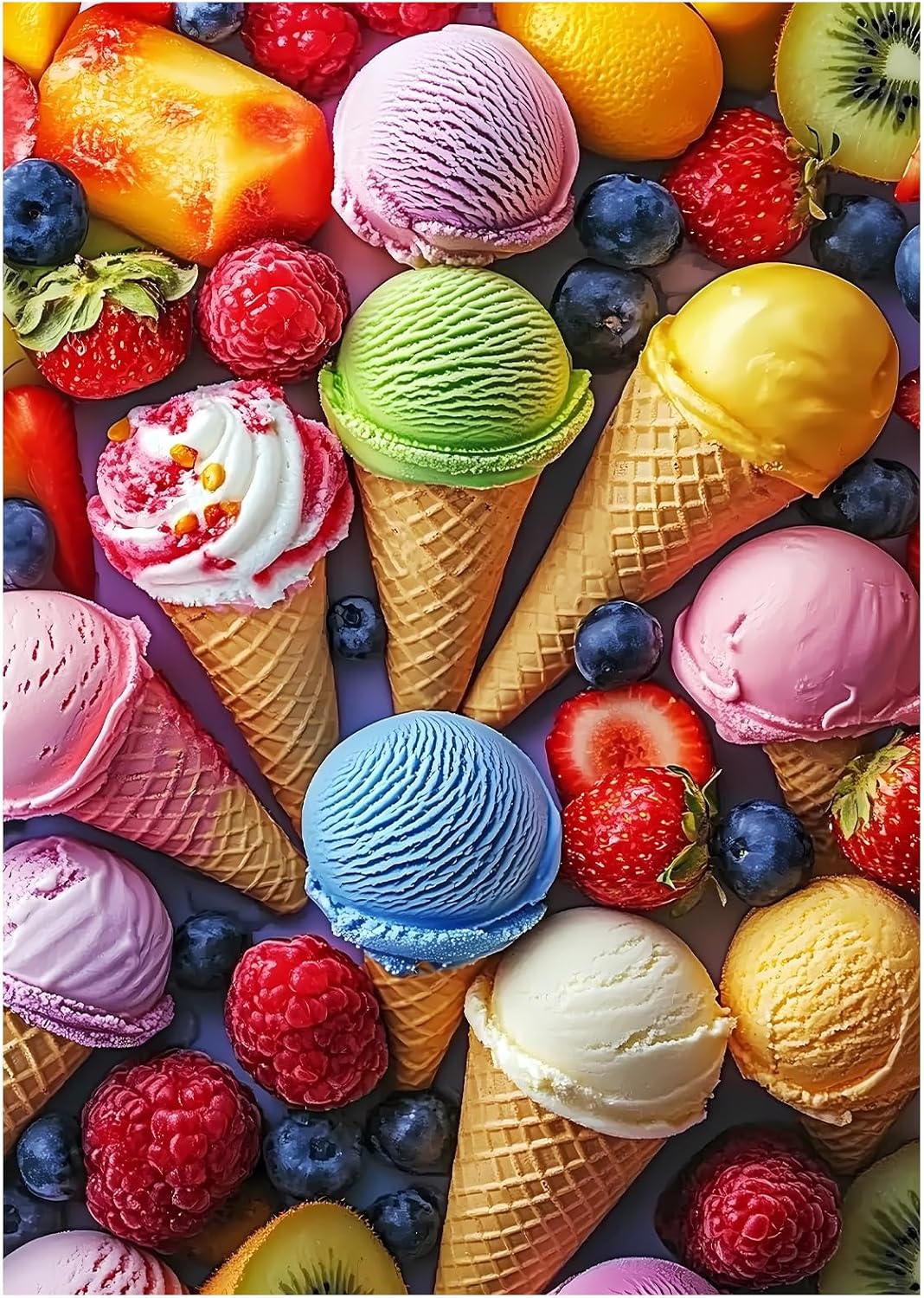 Jeaiciro 100 Piece Puzzles for Kids Ages 6-8 & 8-10, Delicious Ice Cream Jigsaw Puzzle, Educational Kids Puzzle, Large Piece Puzzles for Adults, Fun Family Activity 11 * 15in