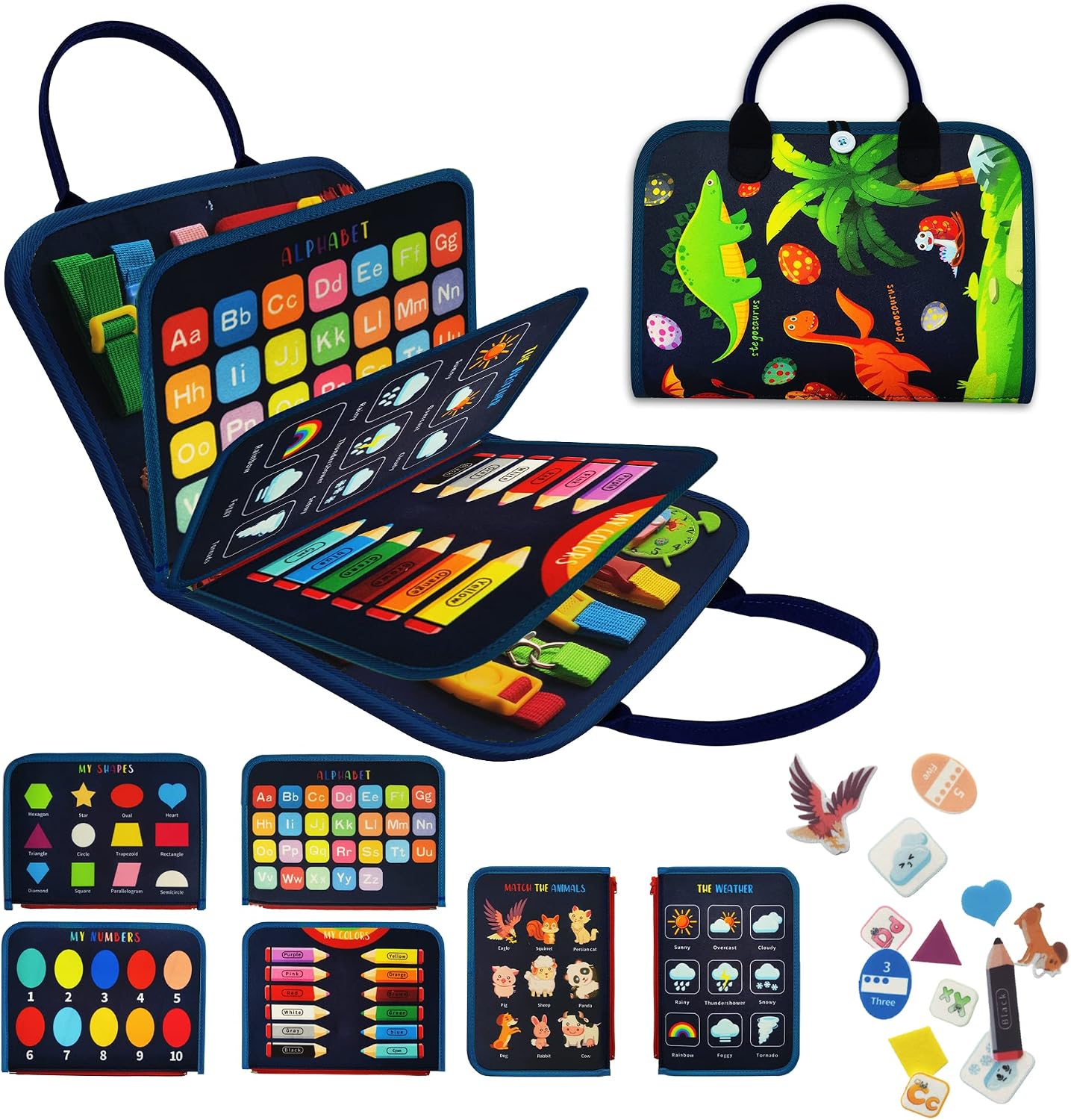 LearnToy Busy Board – Dinosaur Montessori Toys for 3 4 5 Year Old – Sensory Toys for Autistic Children – Toddler Travel Toys – Busy Book for Toddlers Activities as Boys Girls Gift | Sensory Toys for Autistic Children – Toddler Travel Toys – Busy Book for Toddlers Activities as Boys Girls Gift
