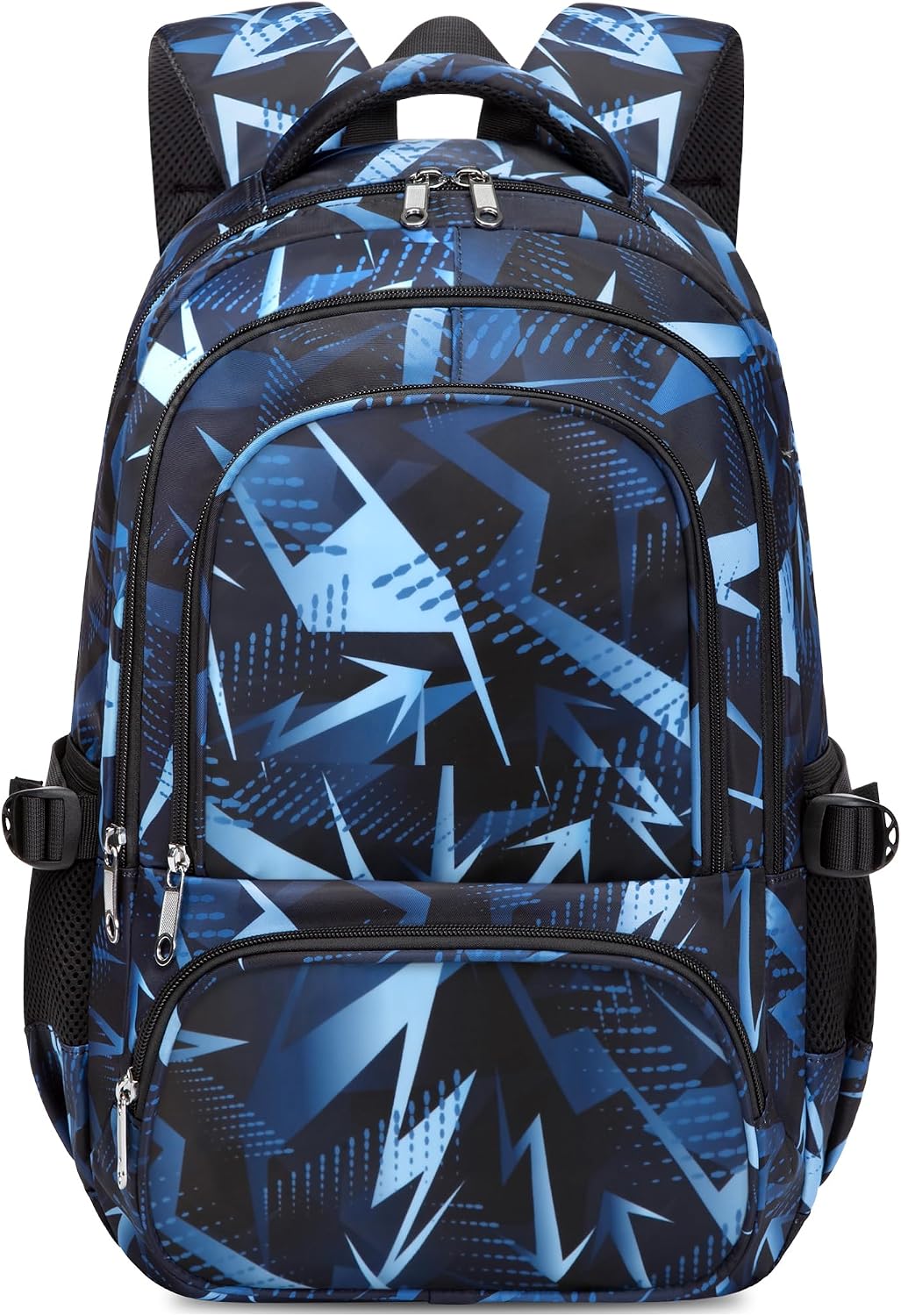 Kids School Backpack for Boys Girls Ages 6-8 8-10 10-12 Elementary Middle School Book Bags with Laptop Compartment Mochilas Escolares para Niños Niñas de 8 10 12 Años (Blue, Geometric)
