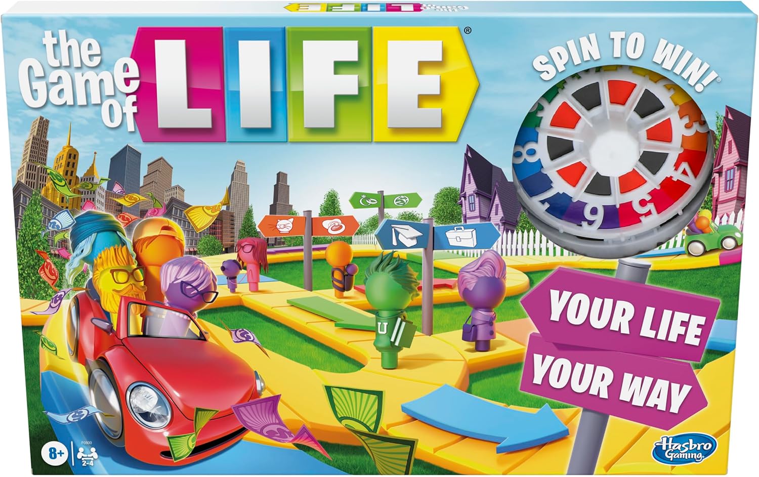 The Game of Life Board Game, Family Games for Kids Ages 8 and Up, Pegs Come in 6 Colors, Family Board Games for 2 to 4 Players