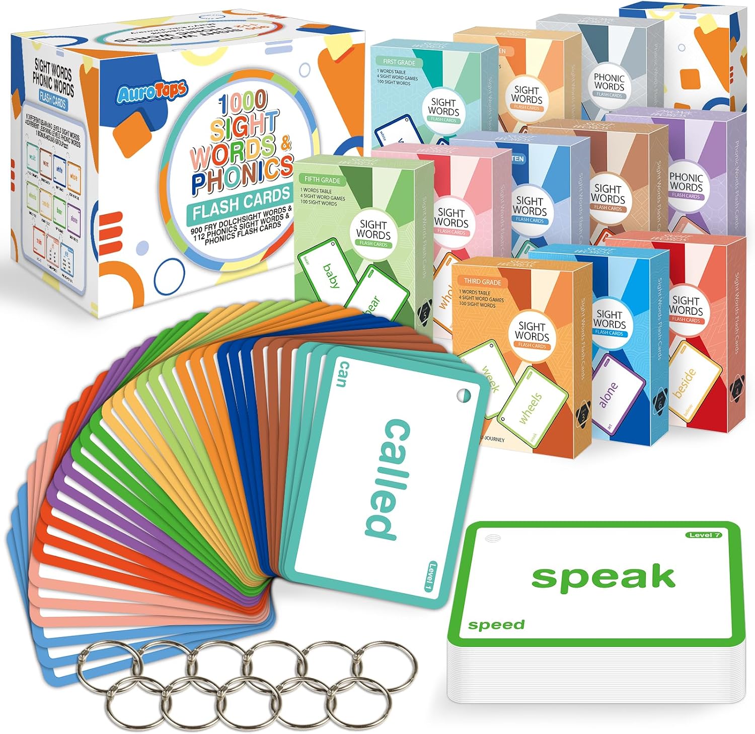 1012 Sight Words/Phonics Flash Cards, Dolch & Fry High Frequency Site Words | Learn to Read CVC Blends,Short/Long Vowel Sounds, Flash Cards Games for PreK Kindergarten 1 2 3 4 5 6 Grade,Kids 4-13 Years