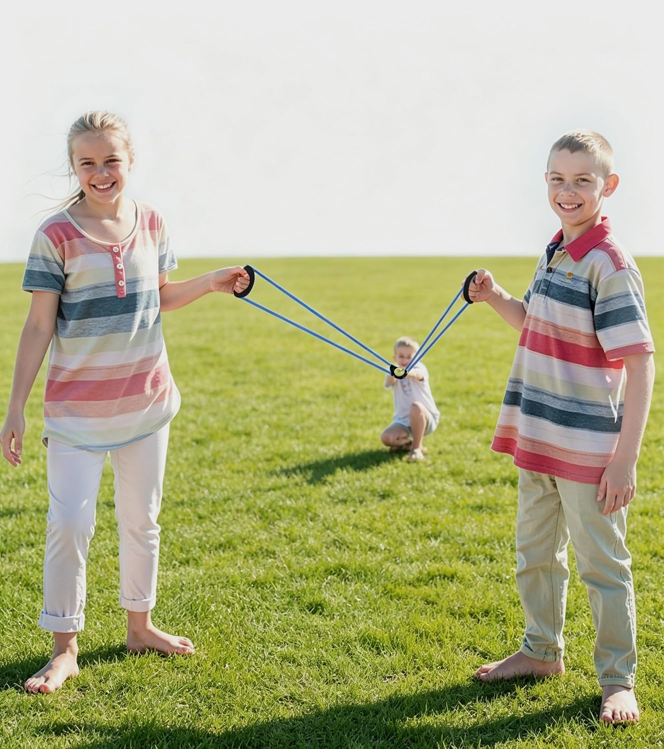 Water Balloon Launcher Slingshot 3 Person Slingshot for Yard Games (blue) | Durable 800D Oxford, High Elastic Rubber, 300 Yds Max Distance, Shoot Snowballs Shirts, Multi Outdoor Fun