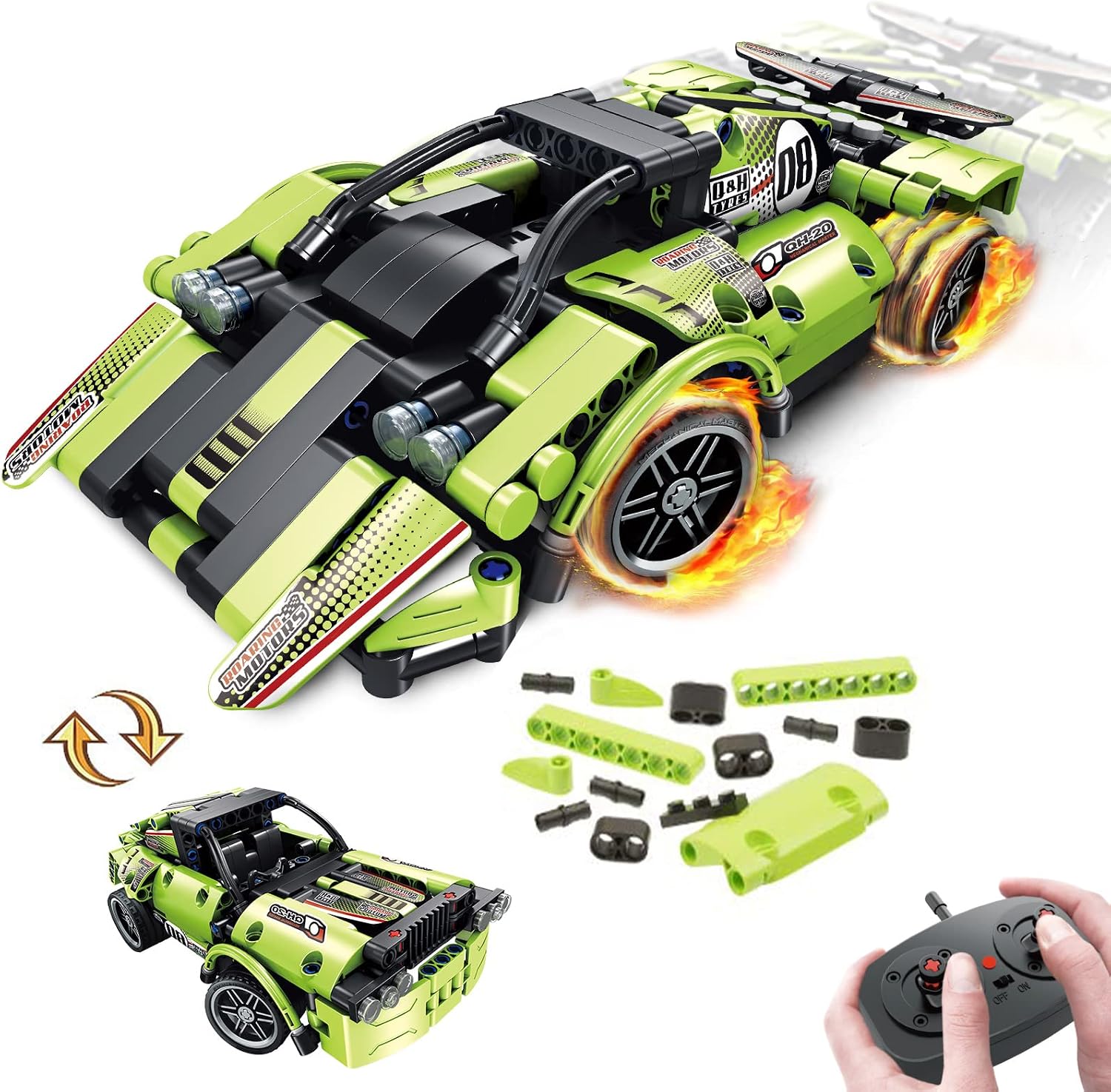 GAMZOO STEM Building Toys for Kids with 2-in-1 Remote Control Racer Snap Together Engineering Kits Early Learning Racecar Building Blocks – Best Gift for 6 7 8 9＋Year Old Boys and Girls