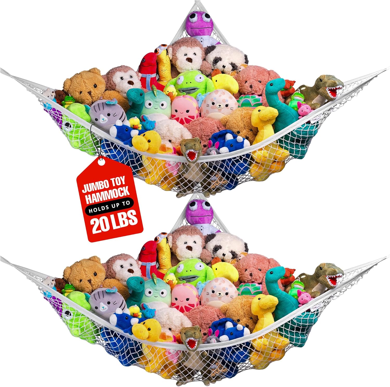 Handy Laundry Stuffed Animal Hammock Corner Net 2-Pack – Stuffed Animal Net & Mesh Toy Organizer for Kids Room – Flexible Storage for Plush Toys, Teddy Bears & Cuddly Favorites – Durable, Easy Install