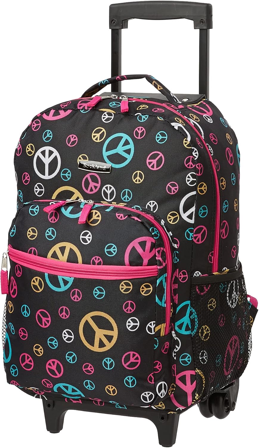Rockland Double Handle 17″ Rolling Backpack, Peace