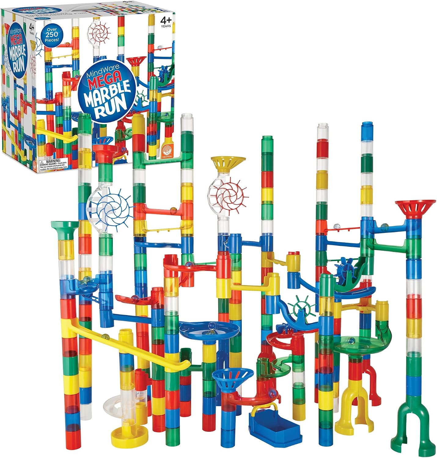 MindWare Mega Marble Run Building Set – 215 Durable Pieces and 40 Marbles – Build, Engineernig and Sceince Toy – Ages 4 and Up