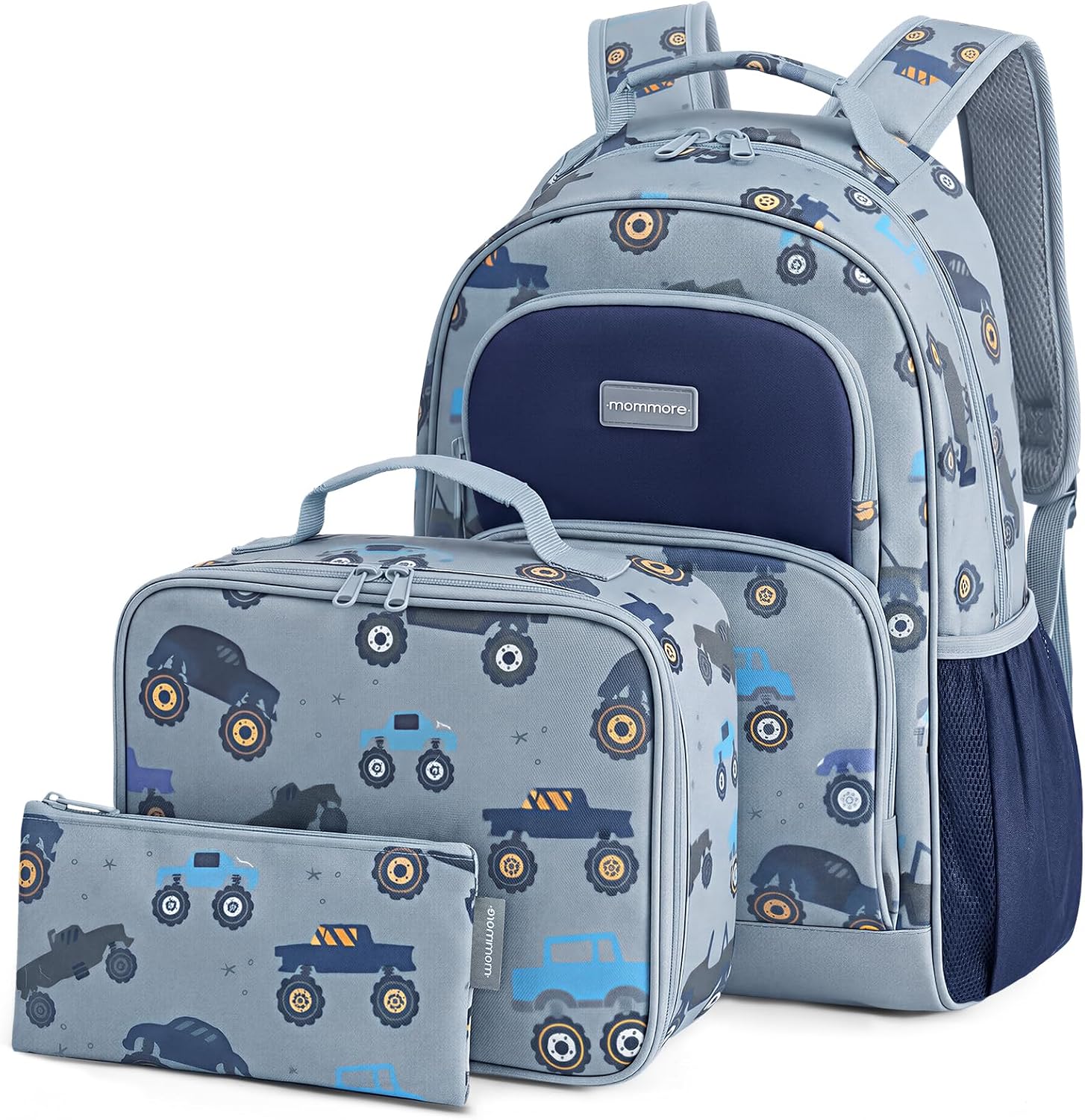 mommore Kids Backpack Set Kindergarten School Bookbag for Boys Girls 4-8 | Preschool Elementary Backpack, 3 PCS with Lunch Box & Pencil Case, 15L Fits Folders, Lightweight Travel Daypack