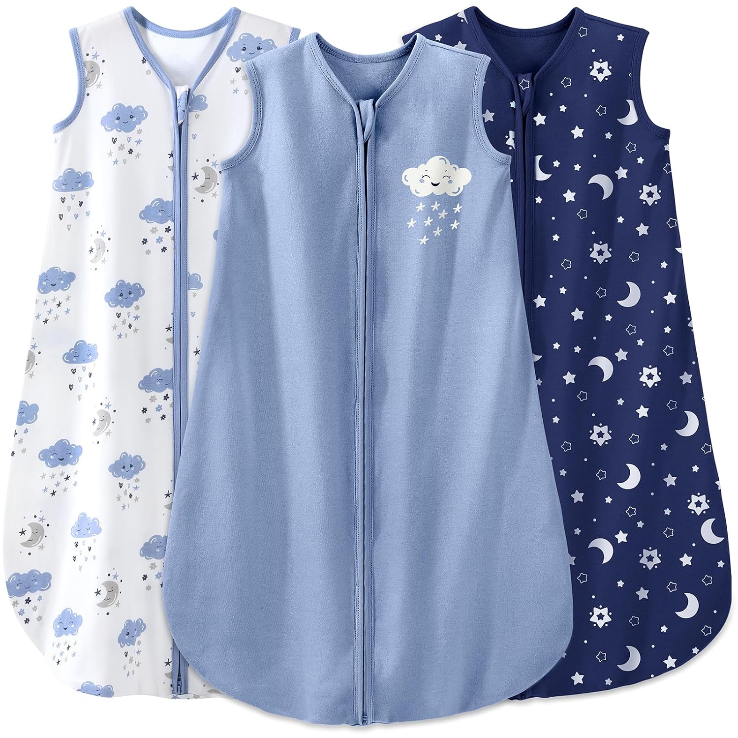 Yoofoss Baby Sleep Sack 12-18 Months Baby Wearable Blanket 100% Organic Cotton 2-Way Zipper TOG 0.5 Toddler Sleeping Sack 3 Pack, Lightweight Sleep Sacks for Babies