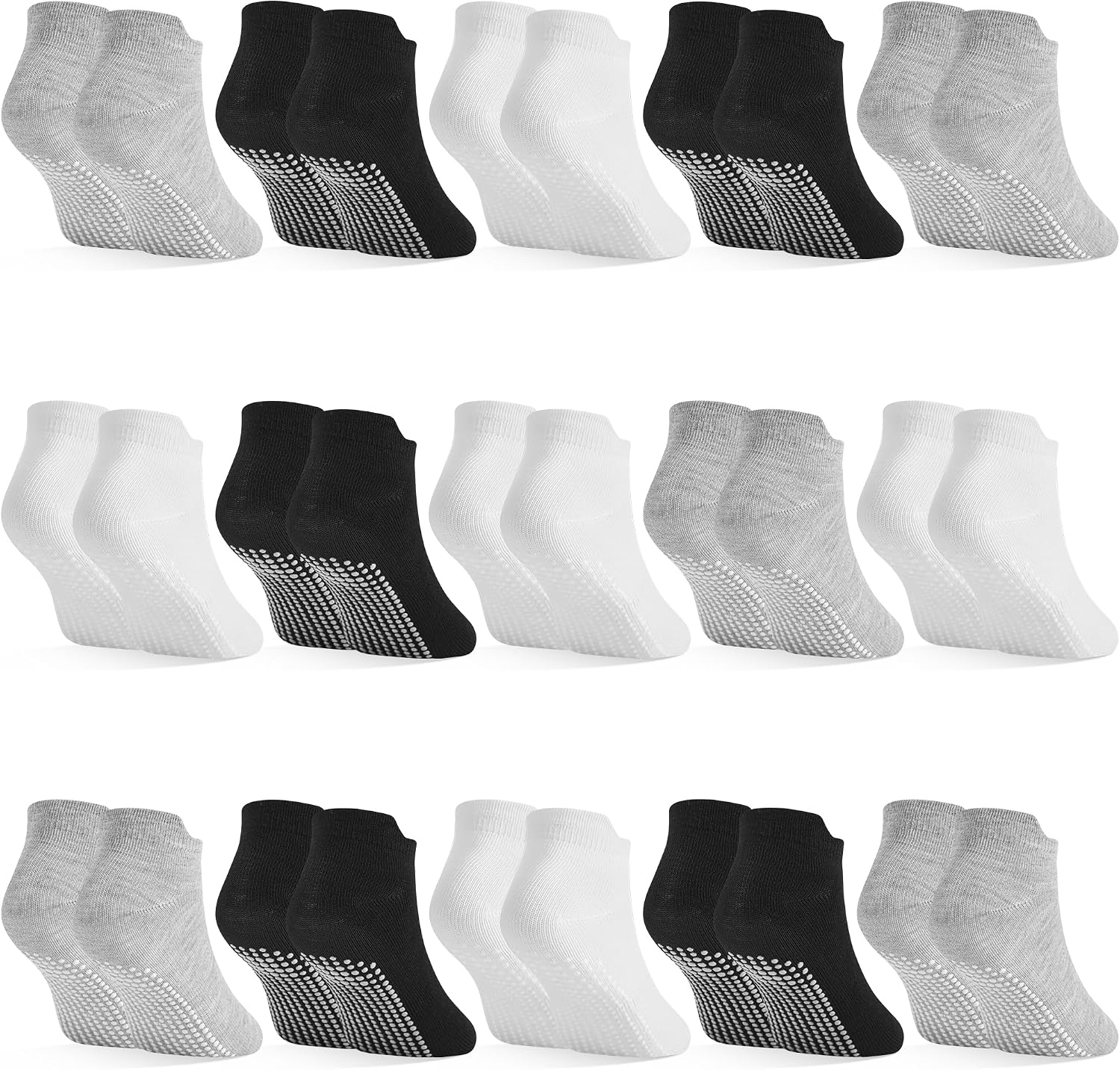 HYCLES 15 Pairs Toddler Socks, Kids Grip Socks for 6-12 Month 1-7 Years Non Slip Ankle Sock for Baby Boys Girls