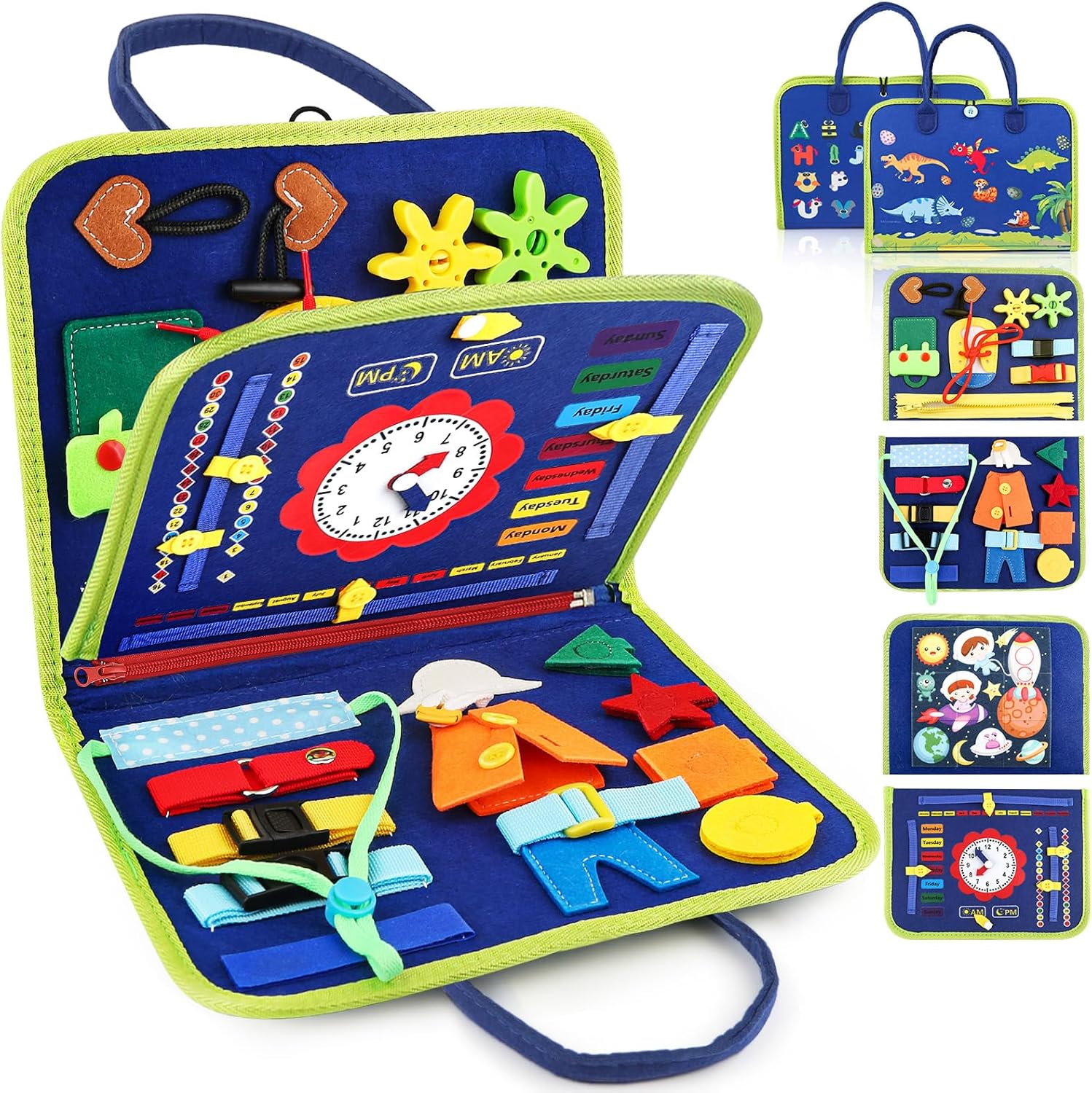 Toddler Busy Board, Montessori Sensory Toys for Boys, 3-8 Year Old Girl Toddler Travel Toys, Educational Learning Activities Board for Motor Skills, Birthday Gifts for Airplane Car, Pink