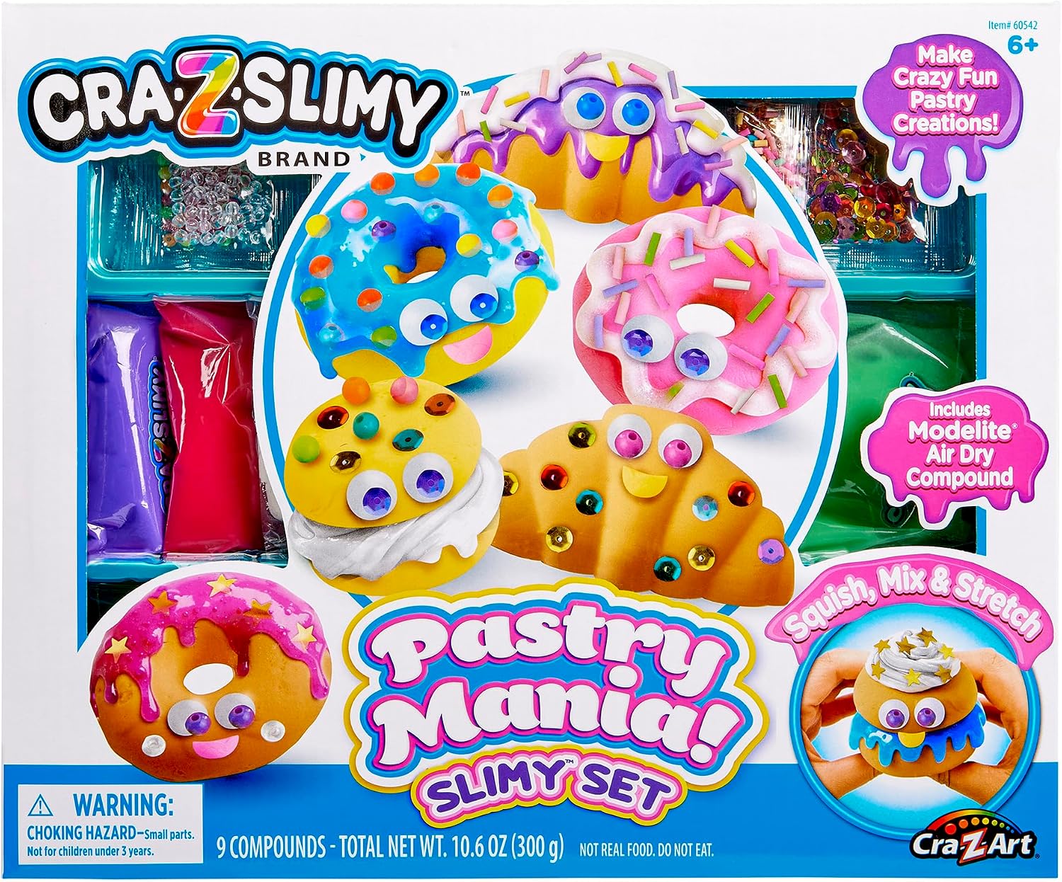 CRA-Z-Slimy Pastry Mania Slimy Set | Glossy & Butter Slime, Non-Toxic, DIY Slime Kit, 9 Compounds, Ages 6+, Birthday Gift
