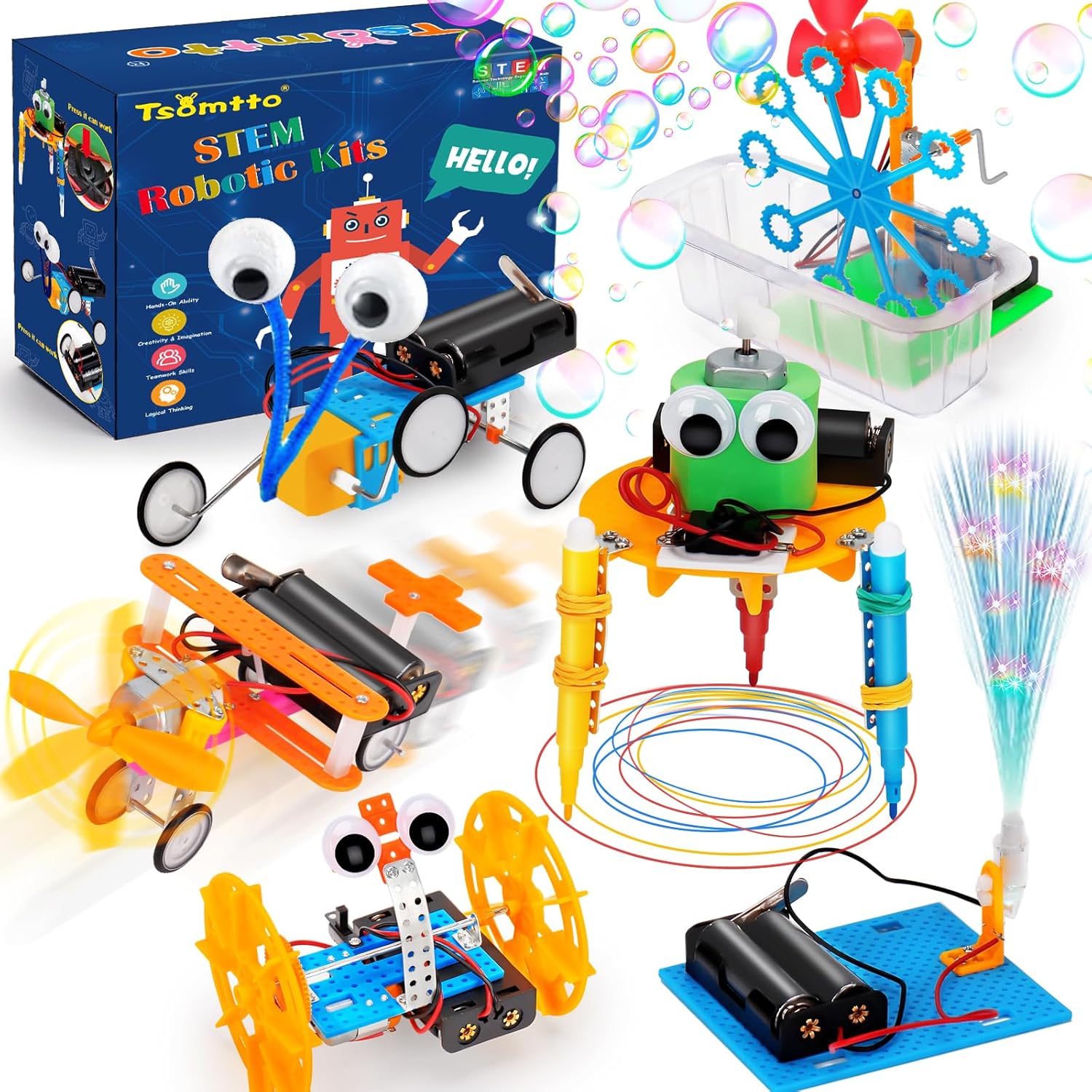 STEM Kits for Kids Robotics Kit Set, Boys Craft Educational STEM Toys Gifts | Science Experiments Project Activities for Kids, Engineering Building Electronic Motor Craft for 8 9 10 12 Year Old Birthday